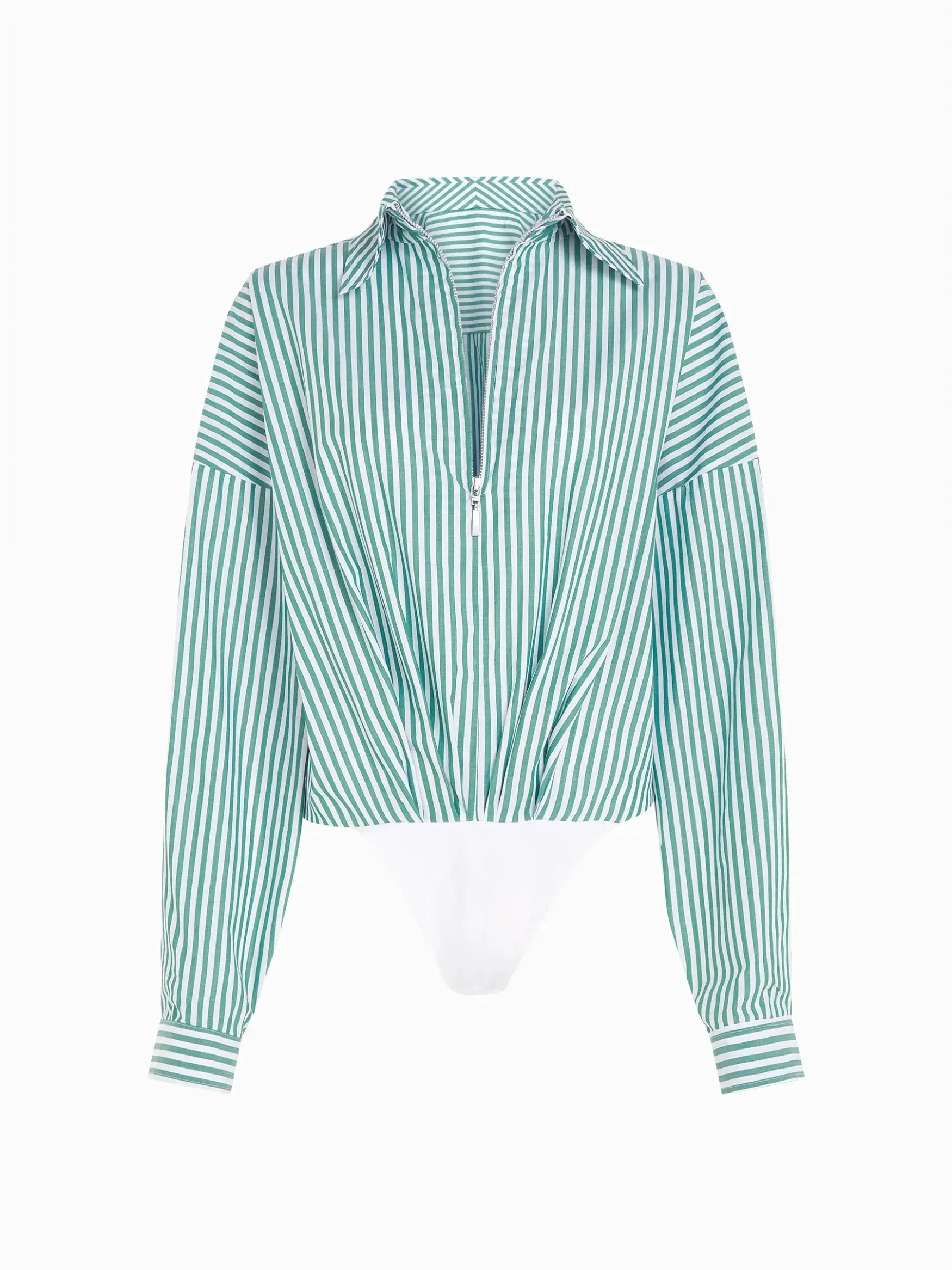 Loa White Evergreen – Cotton Poplin Zip Bodysuit sold by GAUGE81 product image thumbnail 5