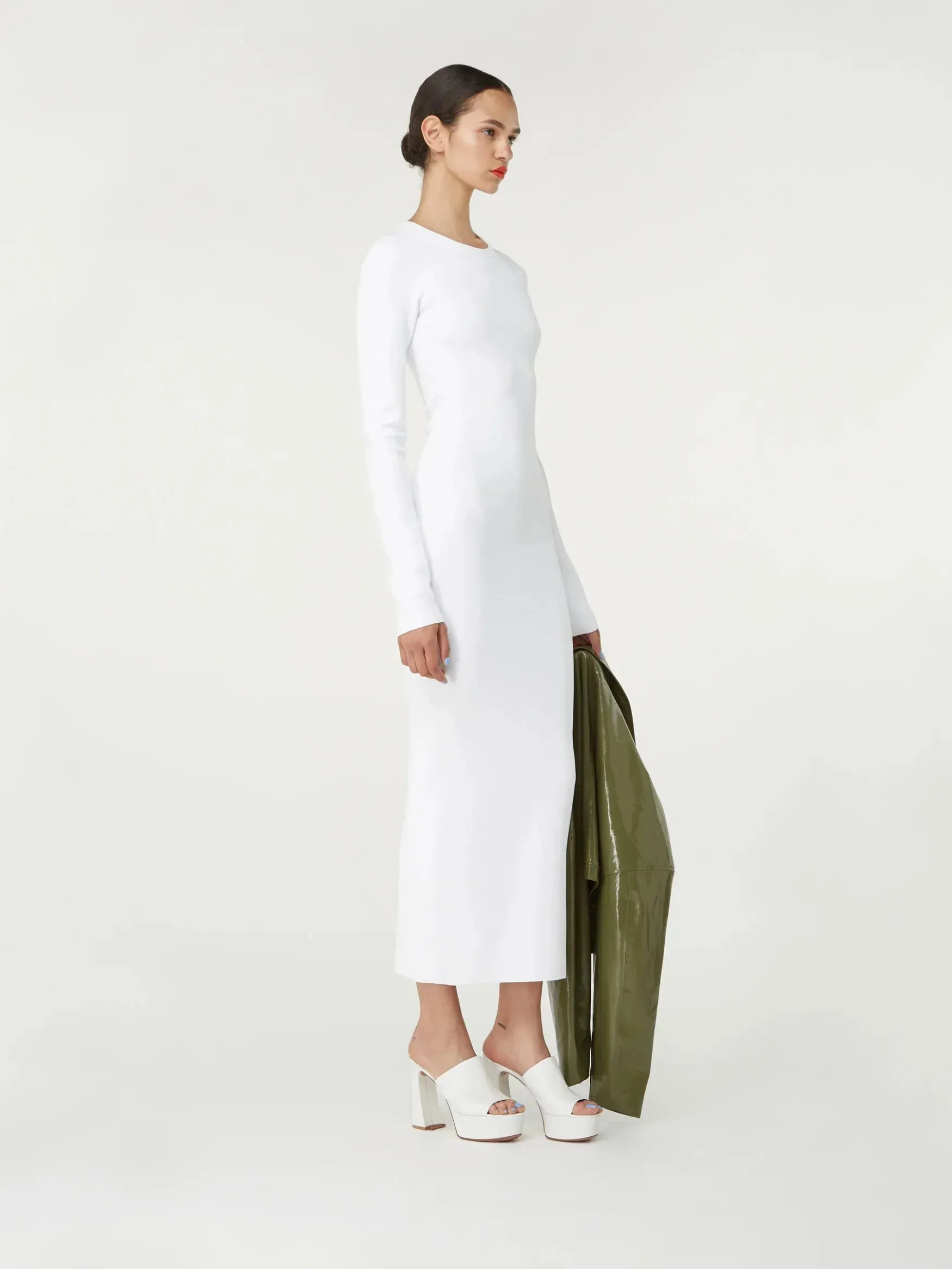 Huela White – Rayon Blend Fitted Long Dress sold by GAUGE81 product image thumbnail 2