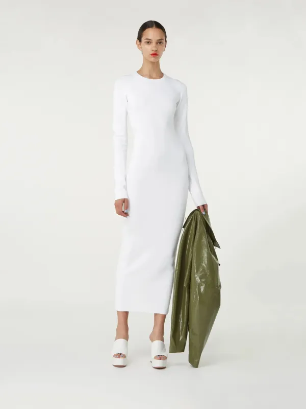Huela White – Rayon Blend Fitted Long Dress made by GAUGE81