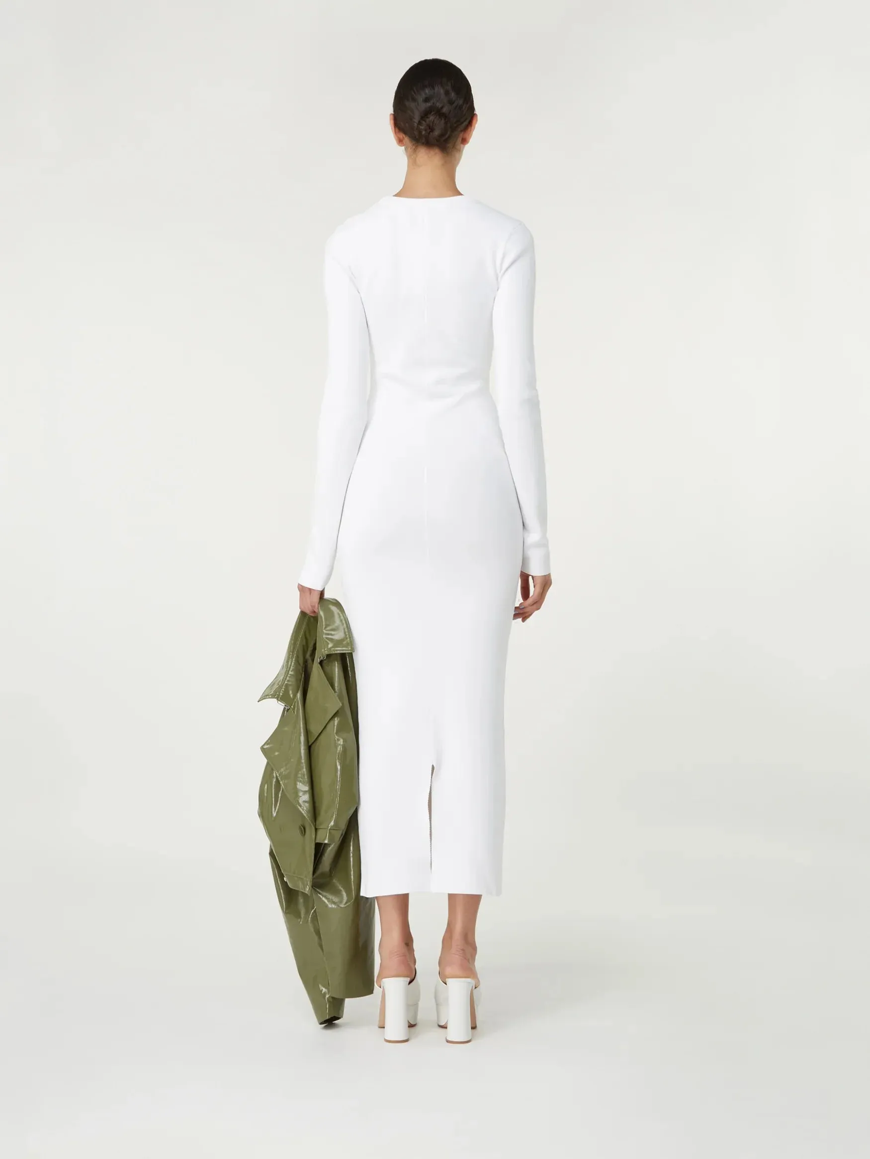Huela White – Rayon Blend Fitted Long Dress sold by GAUGE81 product image thumbnail 3