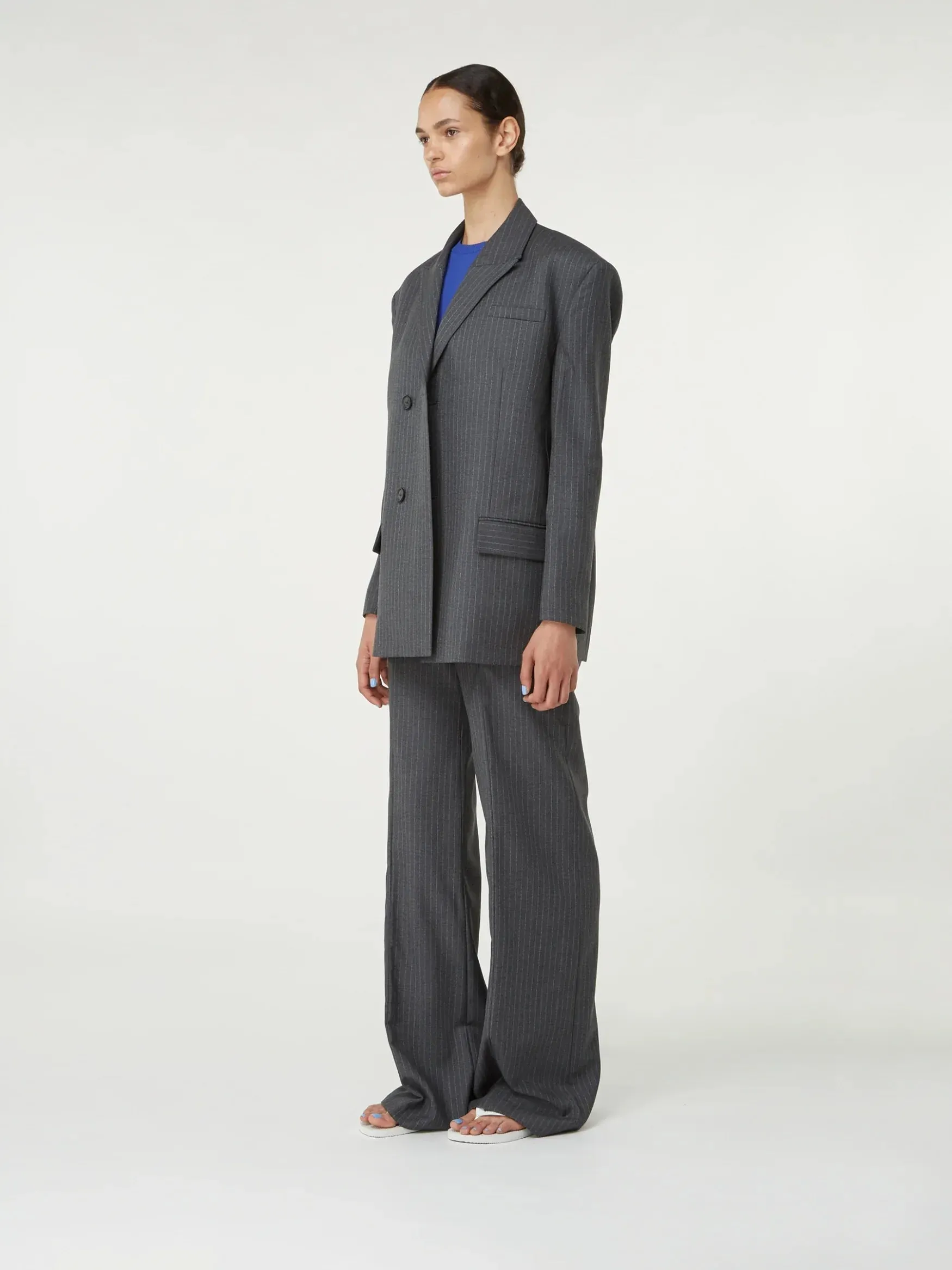 Zillah Pinstripe Smoke – Virgin Wool Blazer sold by GAUGE81 product image thumbnail 3