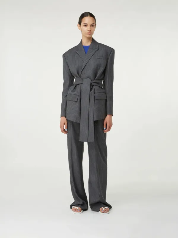 Zillah Pinstripe Smoke – Virgin Wool Blazer made by GAUGE81