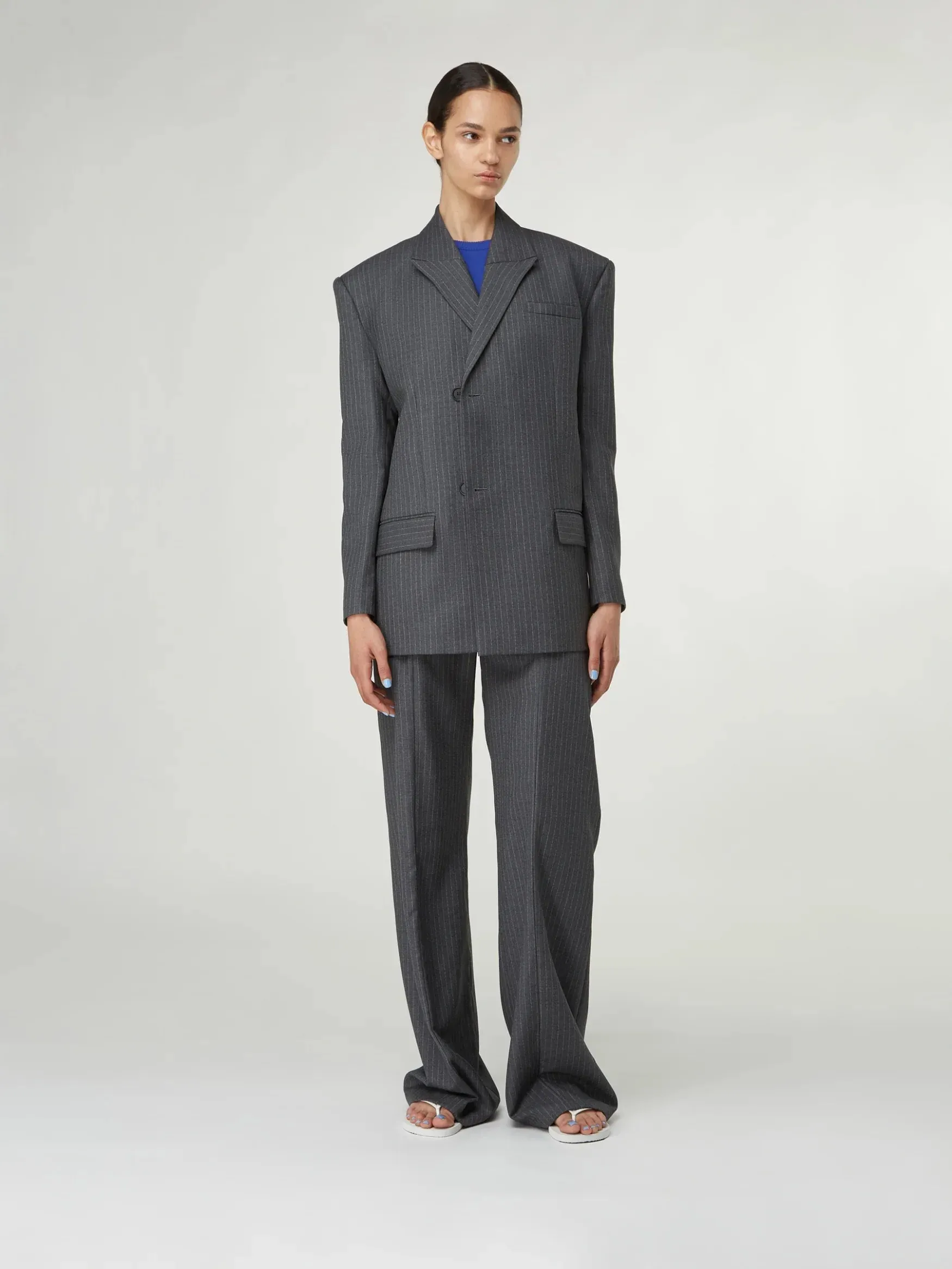 Zillah Pinstripe Smoke – Virgin Wool Blazer sold by GAUGE81 product image thumbnail 2