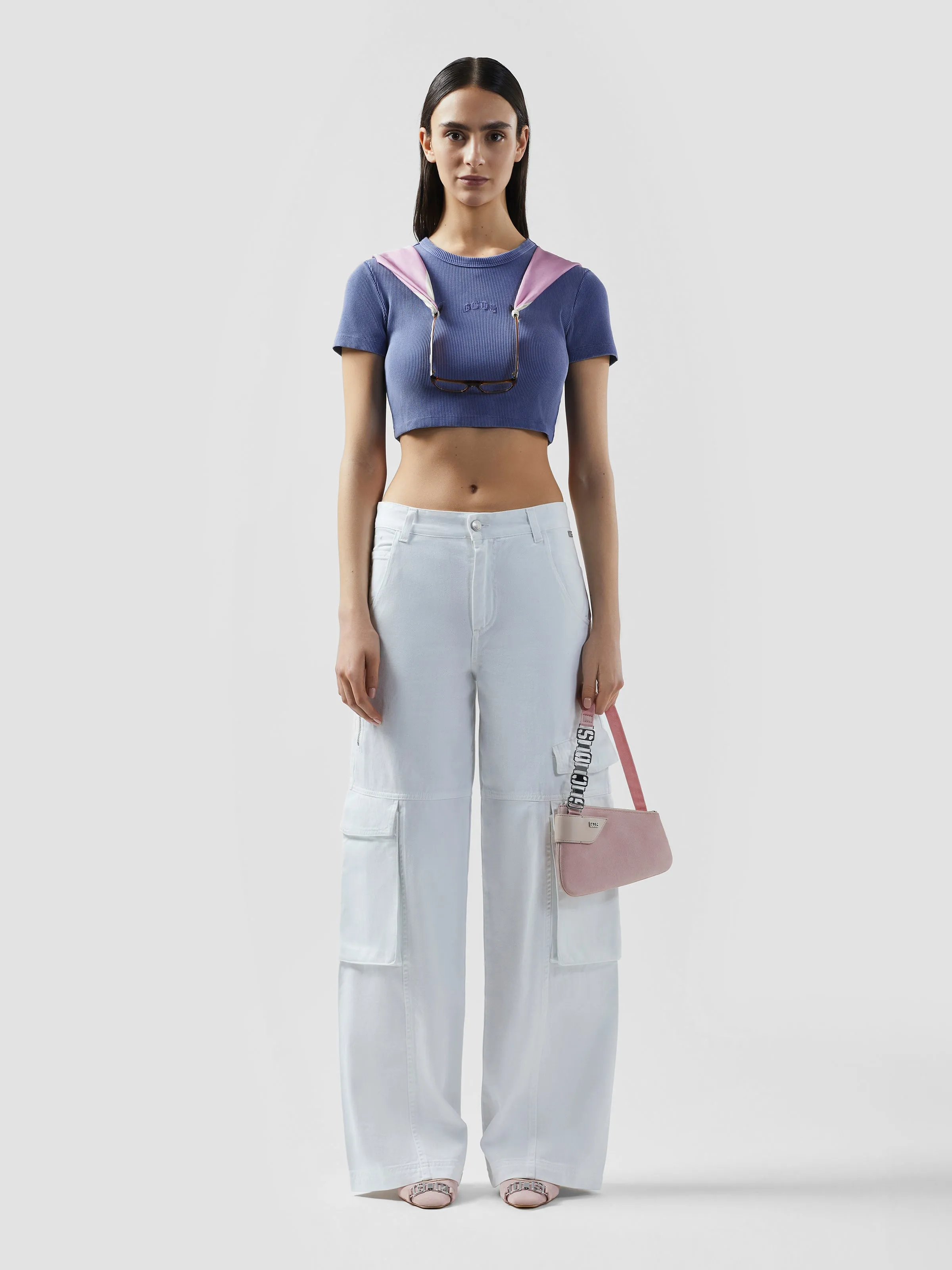 T-Shirt Crop stonewashed GCDS Logo Lounge sold by GCDS product image thumbnail 2