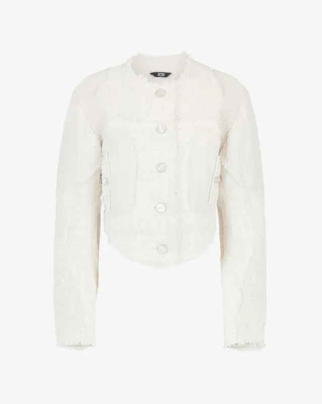 Tweed Leather Jacket made by GCDS