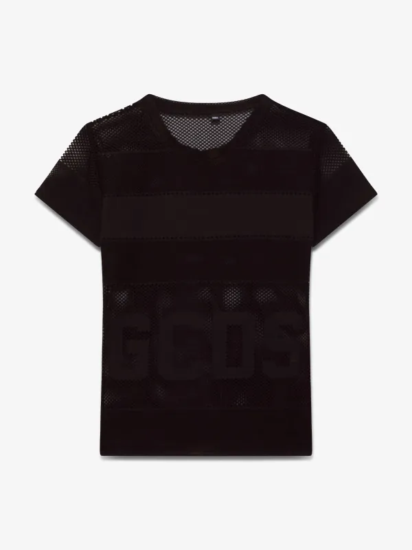 T-shirt in rete con logo made by GCDS