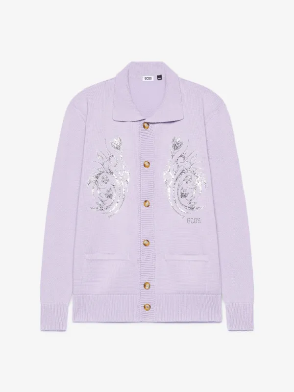 Cardigan con bottoni e fiori tribali made by GCDS