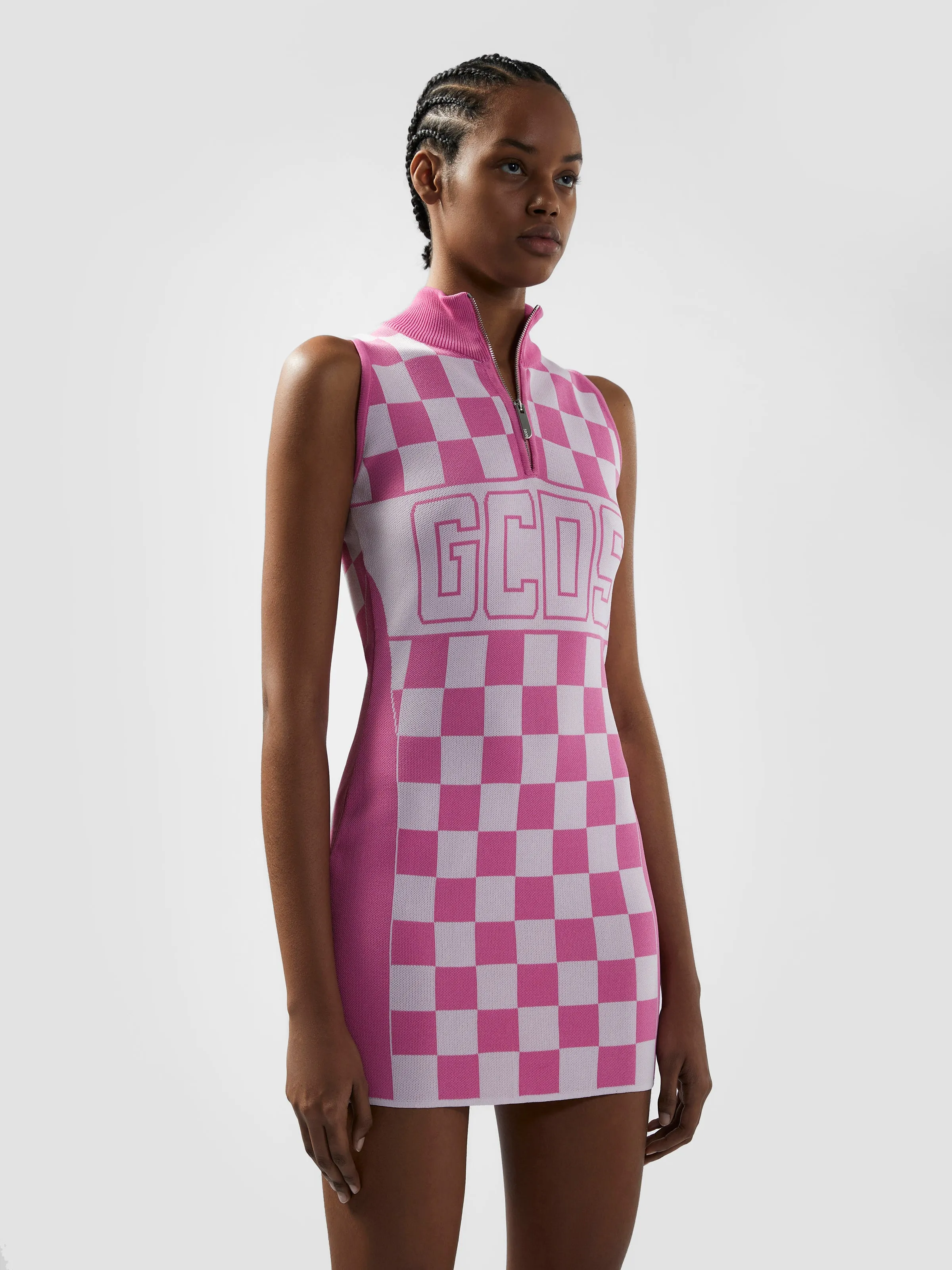 Abito mini con mezza zip a quadri e logo Band sold by GCDS product image thumbnail 4
