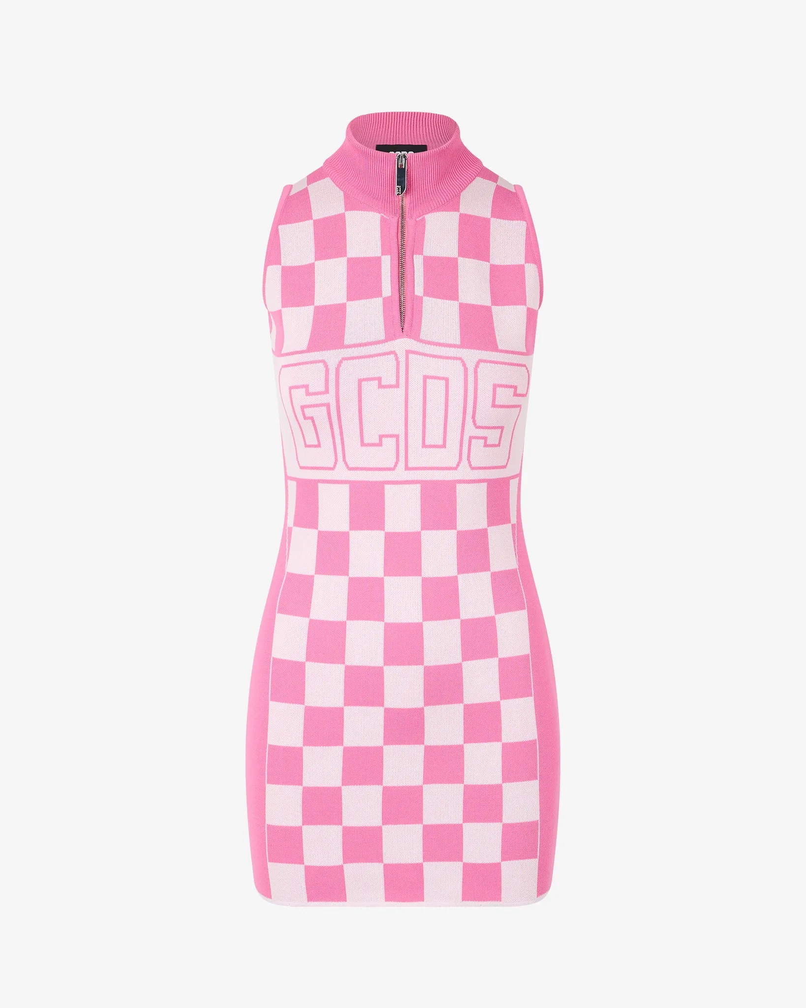 Abito mini con mezza zip a quadri e logo Band sold by GCDS