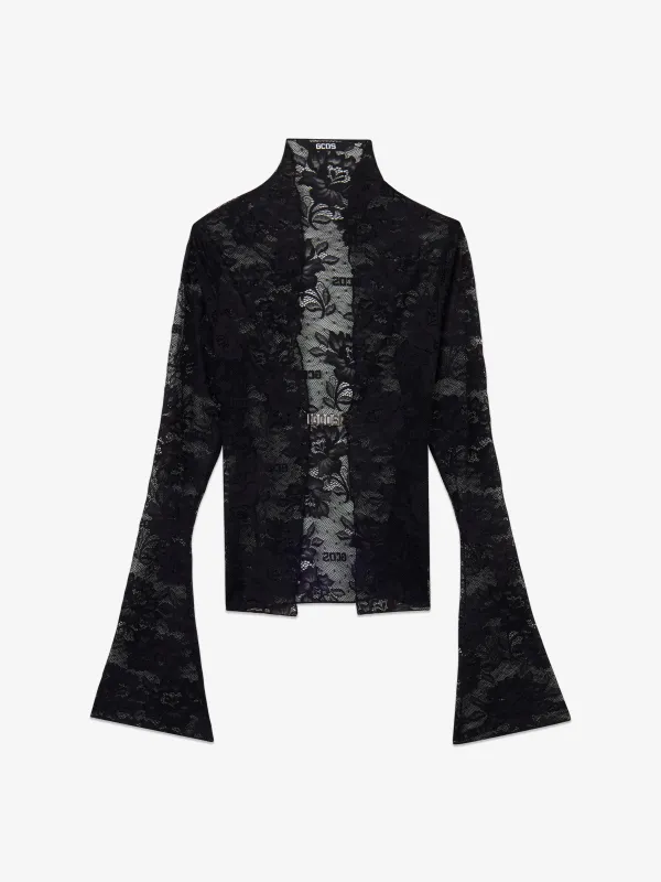 Camicia in pizzo con maniche svasate made by GCDS