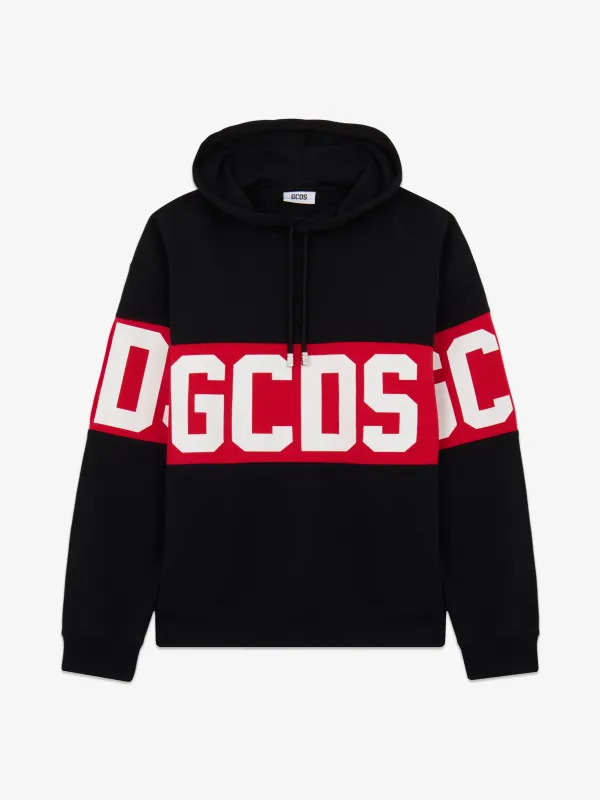 Felpa con cappuccio con Banda Logo made by GCDS