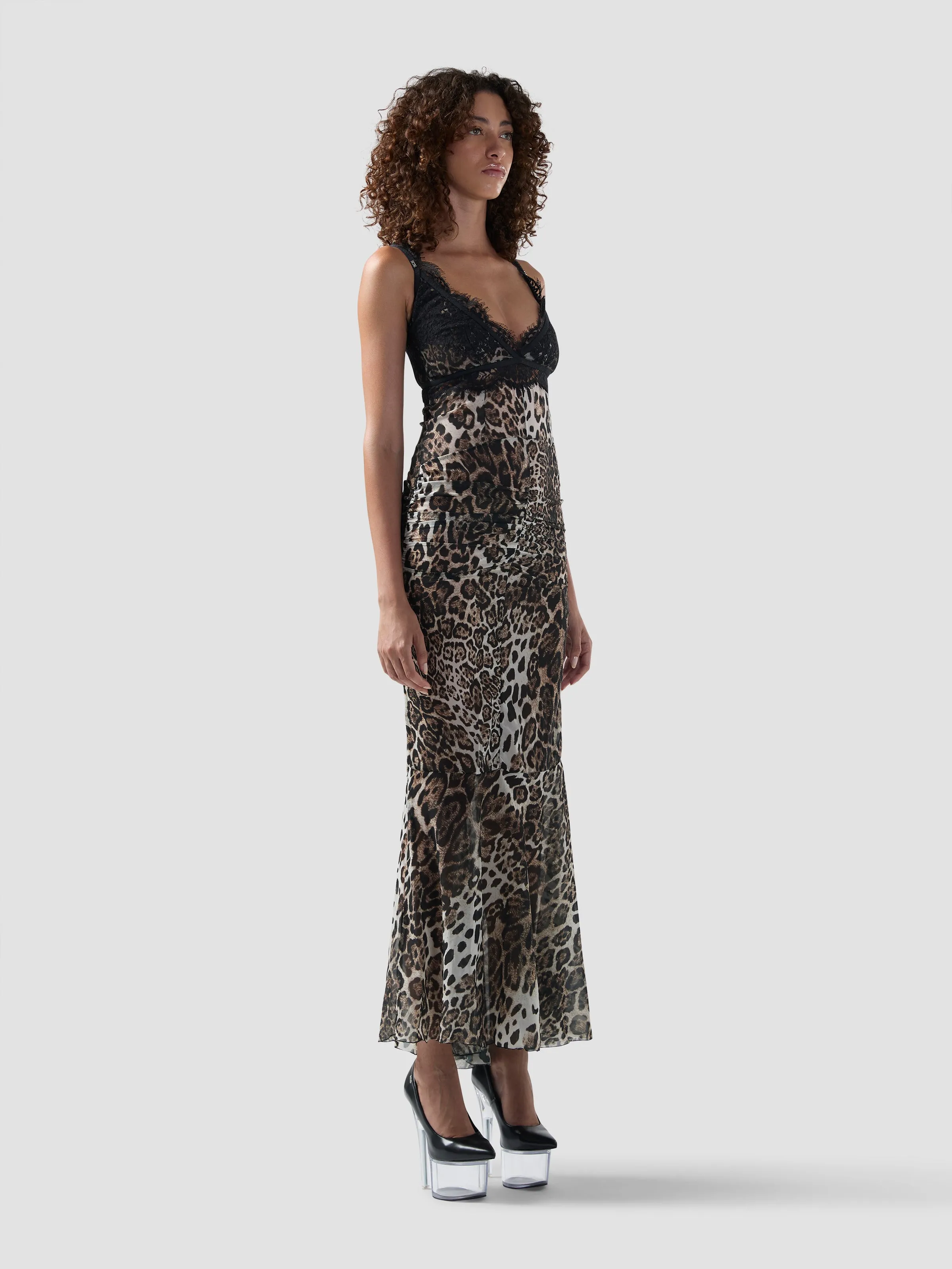 Abito lungo in pizzo con fantasia animalier sold by GCDS product image thumbnail 4