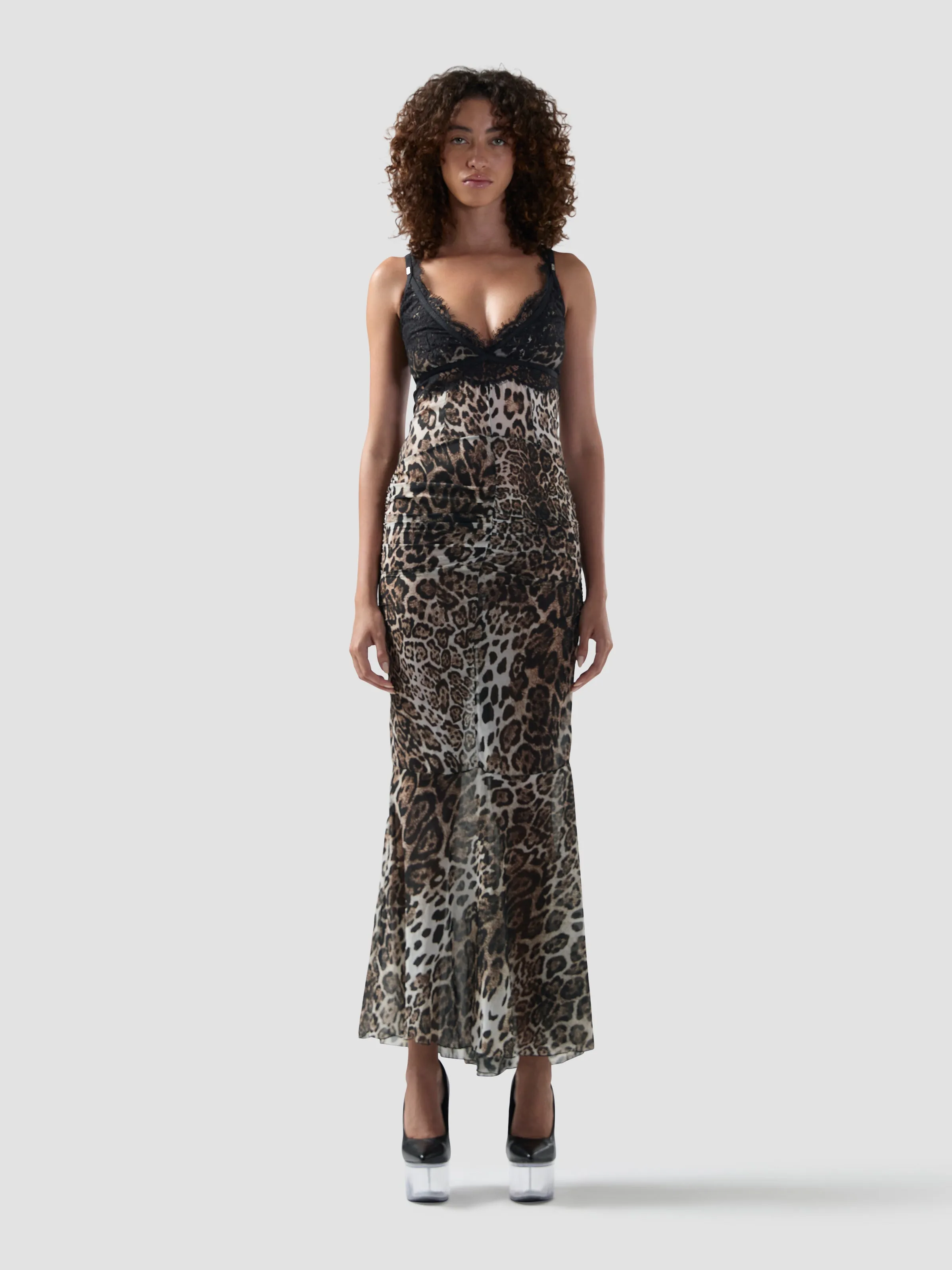 Abito lungo in pizzo con fantasia animalier sold by GCDS product image thumbnail 3