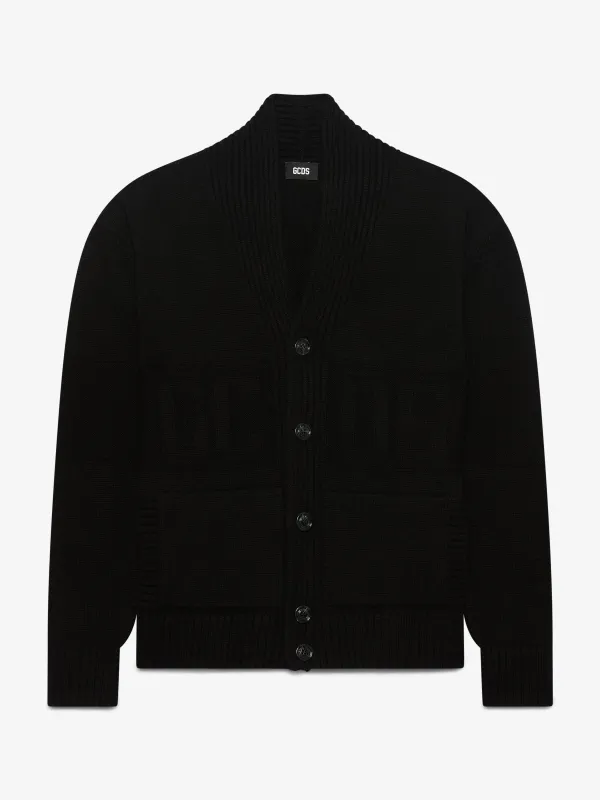 Cardigan con bottoni e logo made by GCDS