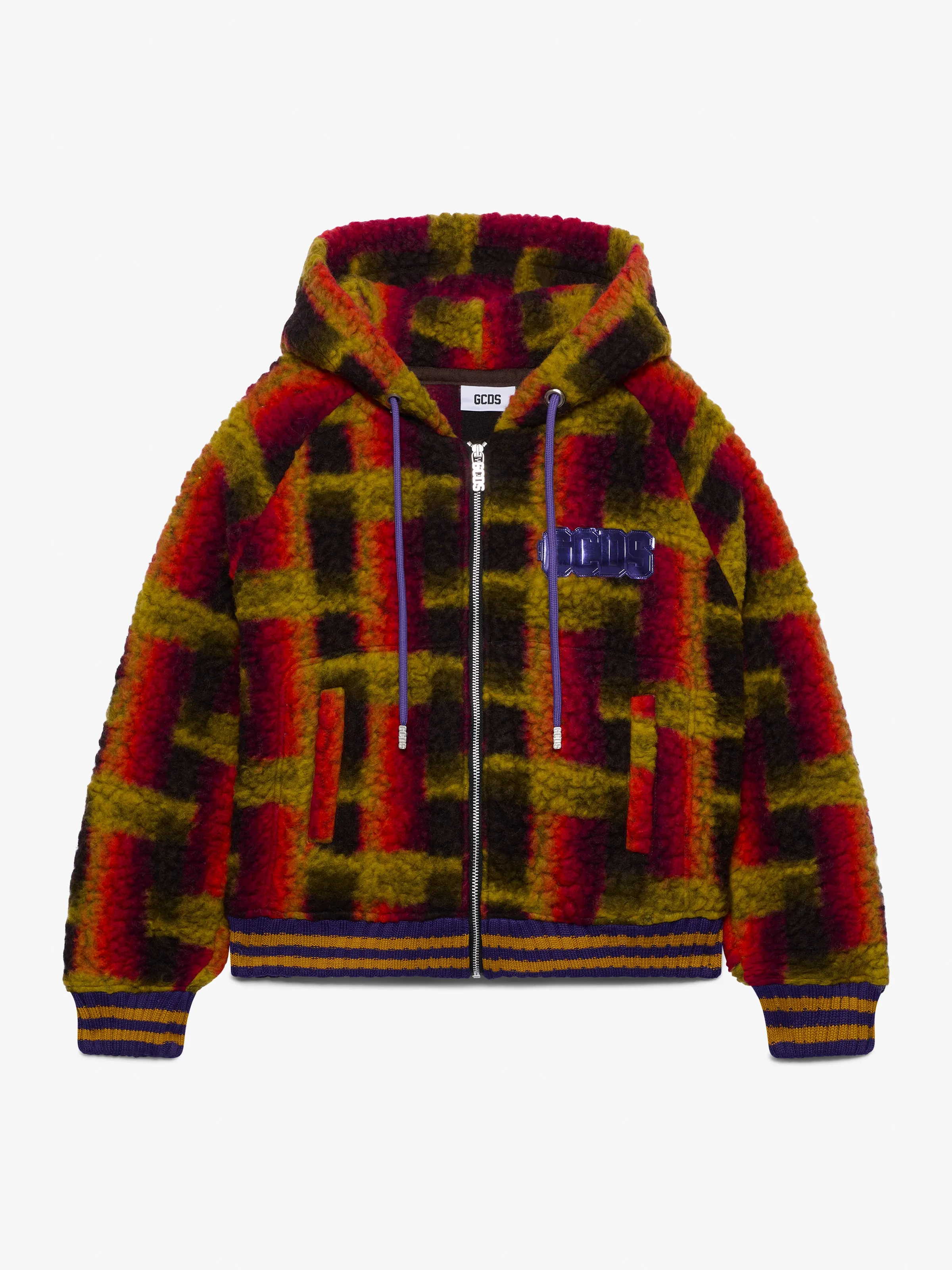 Felpa con cappuccio in teddy con full zip sold by GCDS