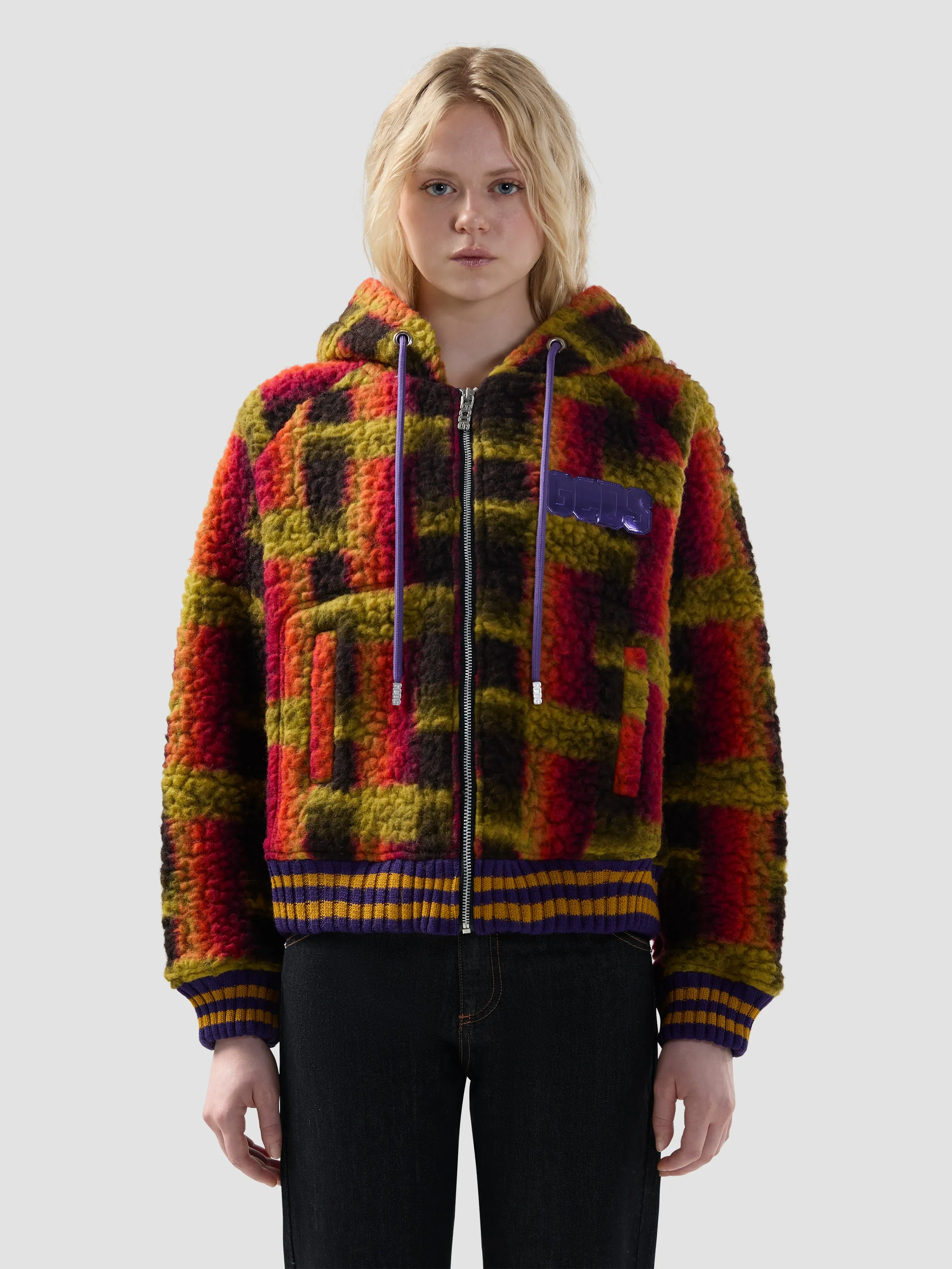 Felpa con cappuccio in teddy con full zip sold by GCDS product image thumbnail 3