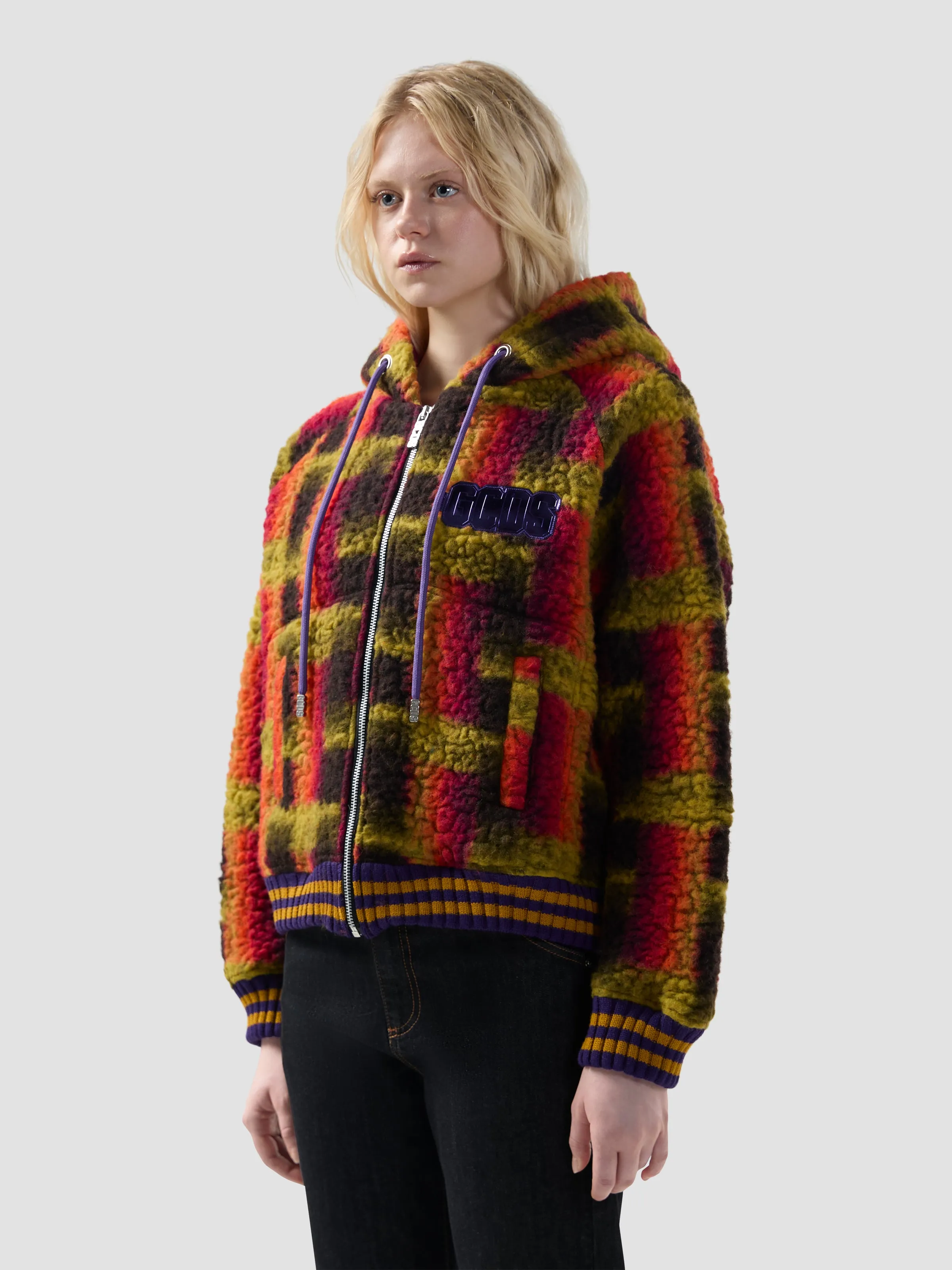 Felpa con cappuccio in teddy con full zip sold by GCDS product image thumbnail 4