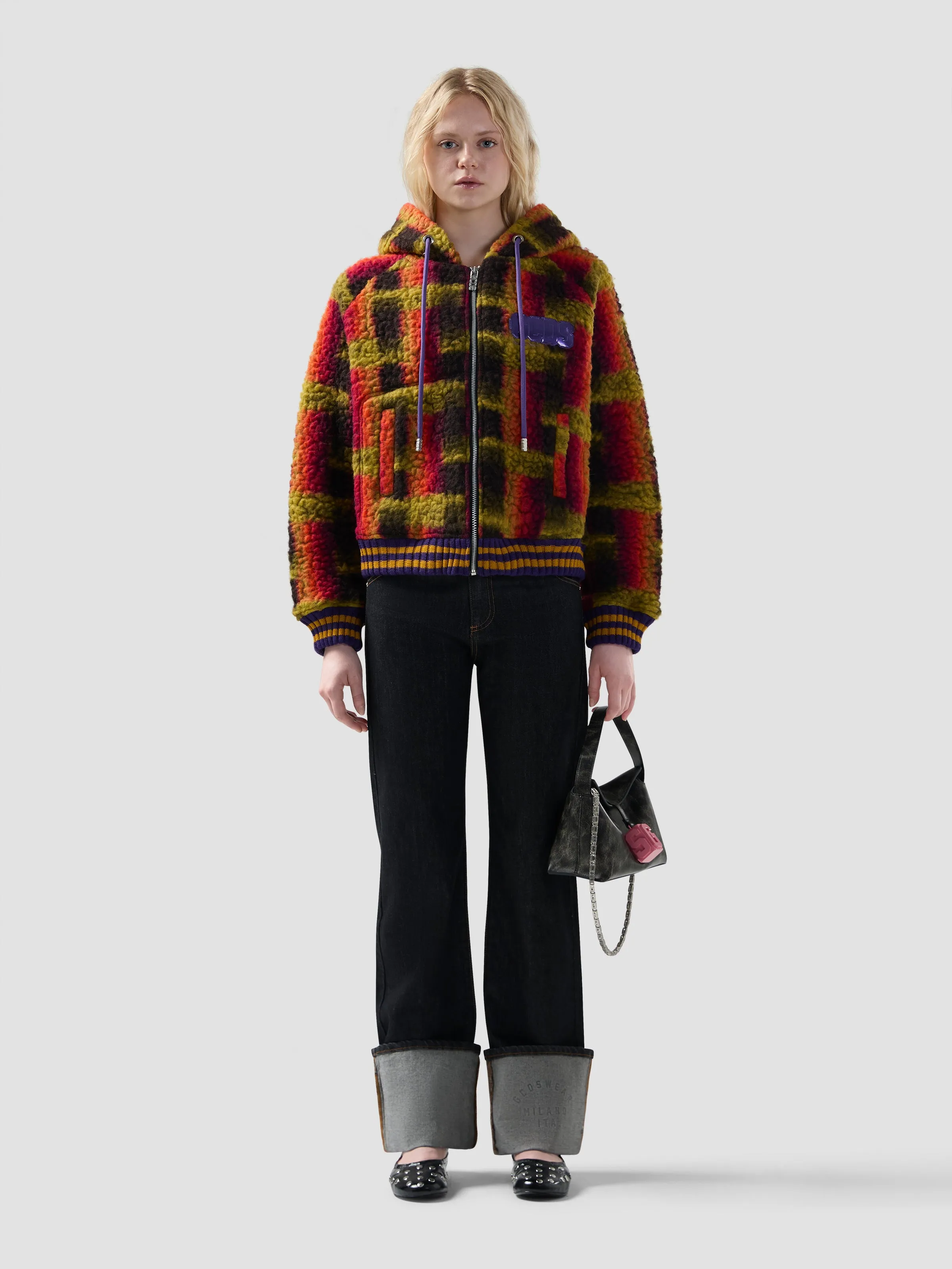 Felpa con cappuccio in teddy con full zip sold by GCDS product image thumbnail 2
