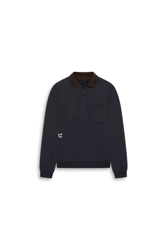 GR10K 30001 REPLICATED POLO SWEATSHIRT -  NAVY made by GR10K