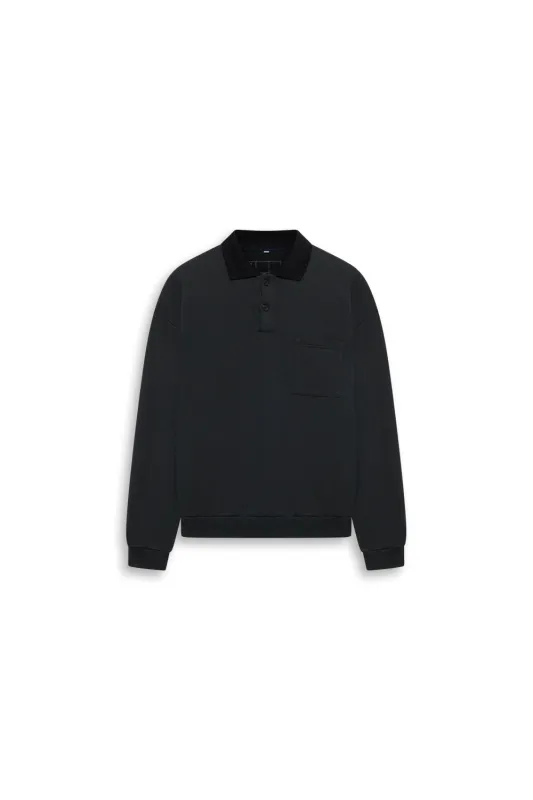 GR10K 30001 REPLICATED POLO SWEATSHIRT -  PHANTOM BLACK made by GR10K