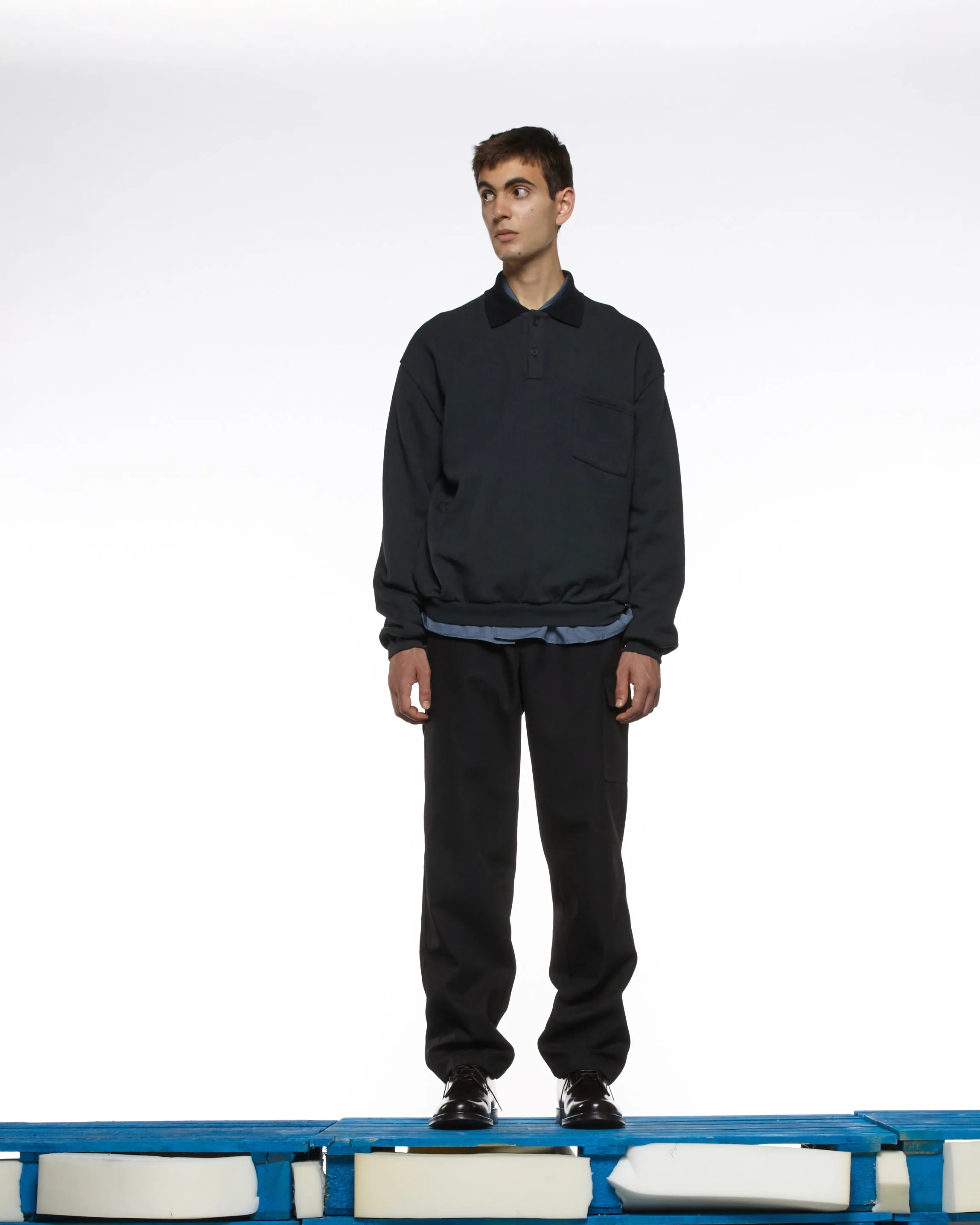GR10K 30001 REPLICATED POLO SWEATSHIRT - PHANTOM BLACK sold by GR10K product image thumbnail 3
