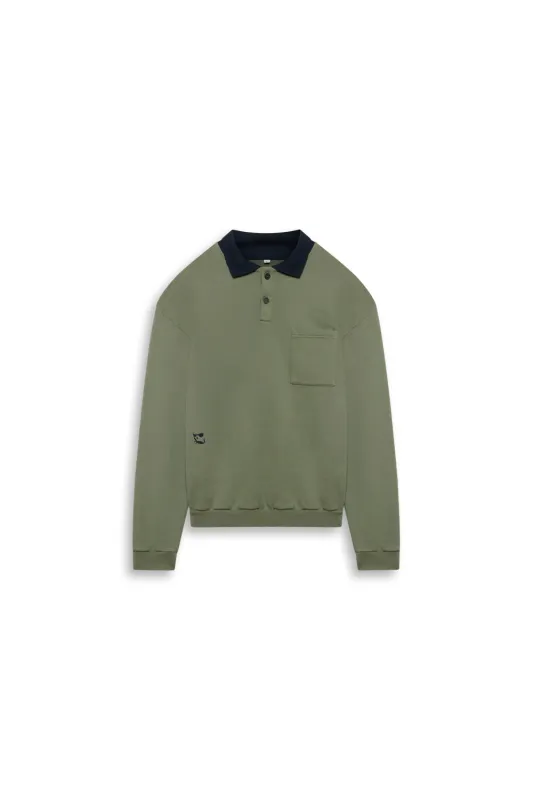 GR10K 30001 REPLICATED POLO SWEATSHIRT SEASONAL -  SAGE GREEN made by GR10K