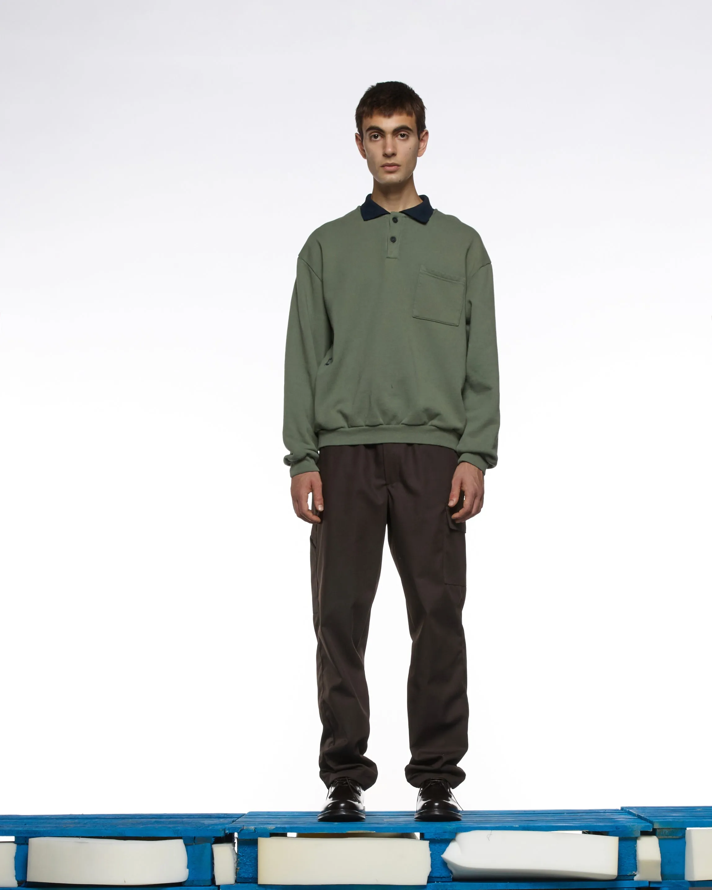 GR10K 30001 REPLICATED POLO SWEATSHIRT SEASONAL - SAGE GREEN sold by GR10K product image thumbnail 3