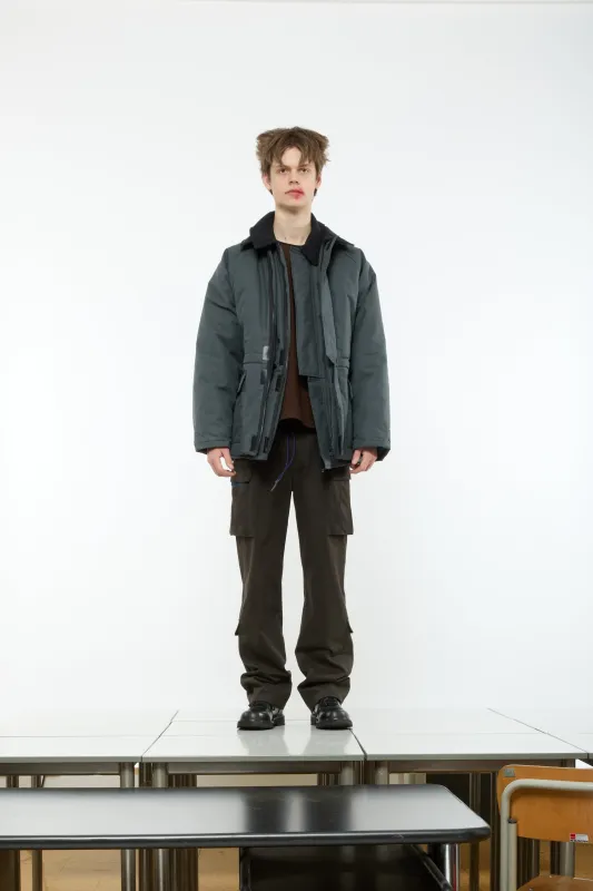 WAXED PADDED PARKA - CHARCOAL made by GR10K