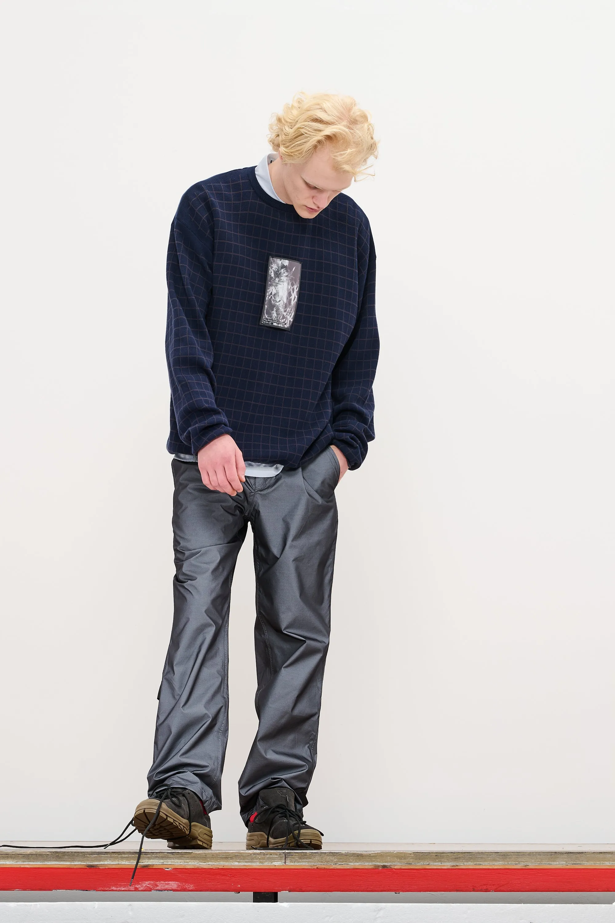 CHECKED LONGSLEEVE KNIT - DARK NAVY sold by GR10K product image thumbnail 2