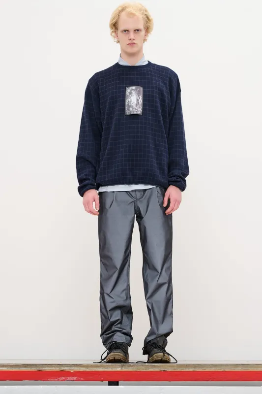 CHECKED LONGSLEEVE KNIT - DARK NAVY made by GR10K