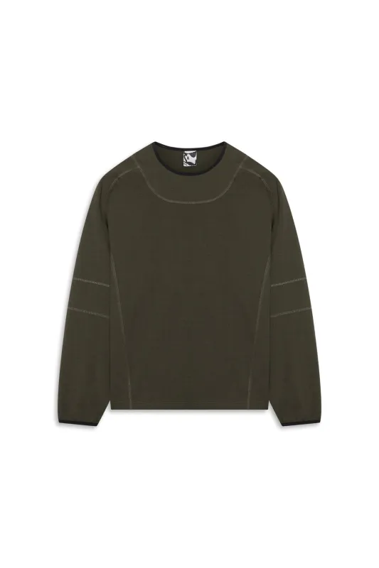 GR10K WOOL OVERLOCK LONGSLEEVE - HIDDEN GREEN made by GR10K