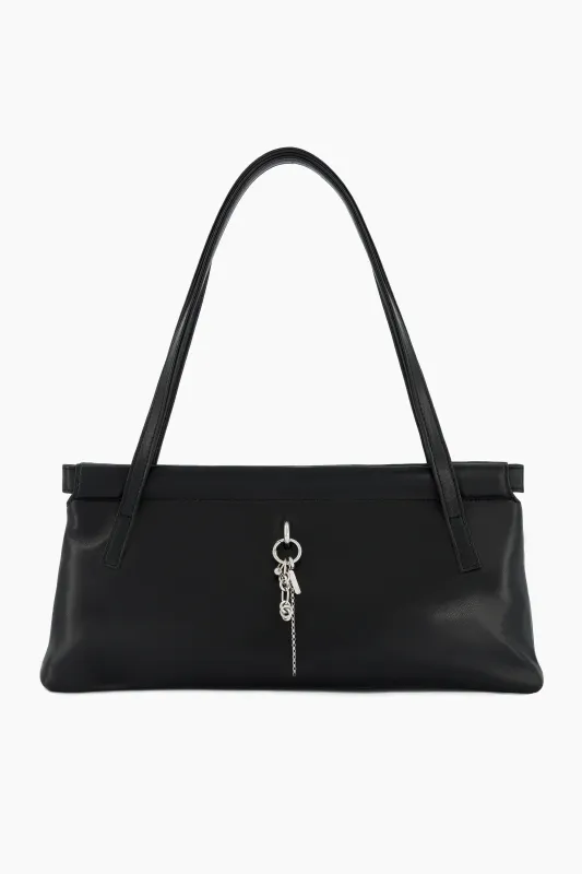 Flor black bag with chain charm made by Justine Clenquet