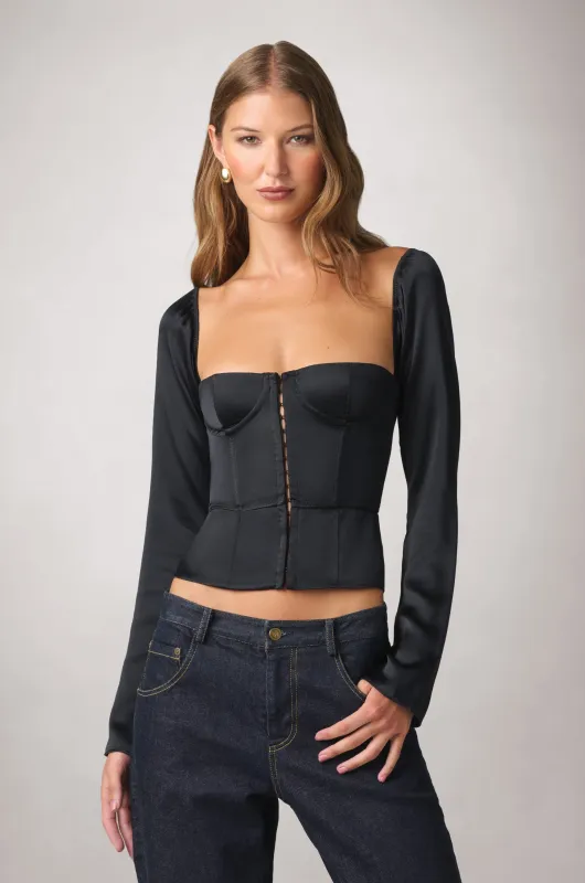 SOIE LONG SLEEVE BUSTIER TOP made by Kiki de Montparnasse