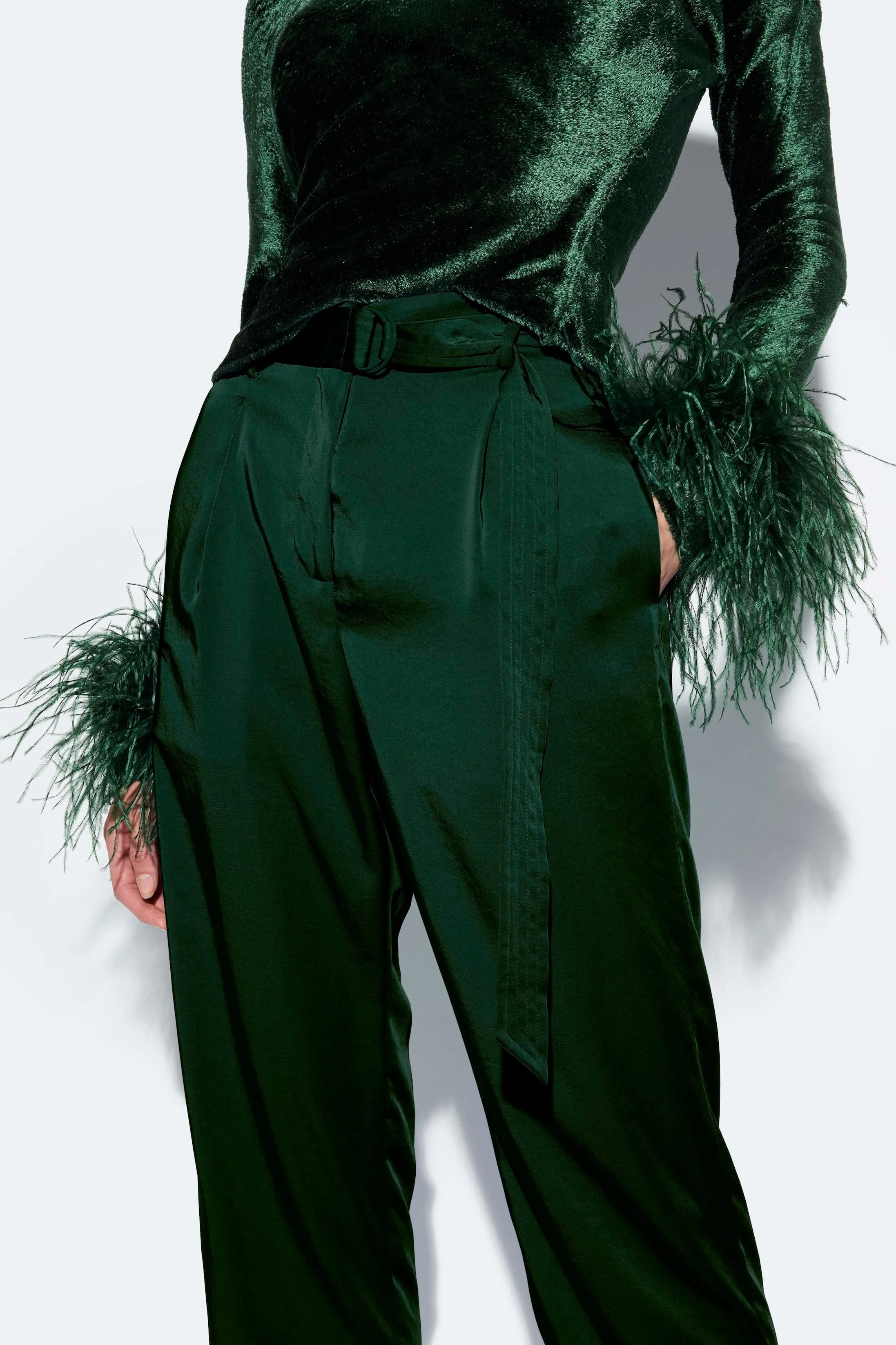 Satin Belted Cropped Pant sold by LAPOINTE product image thumbnail 3