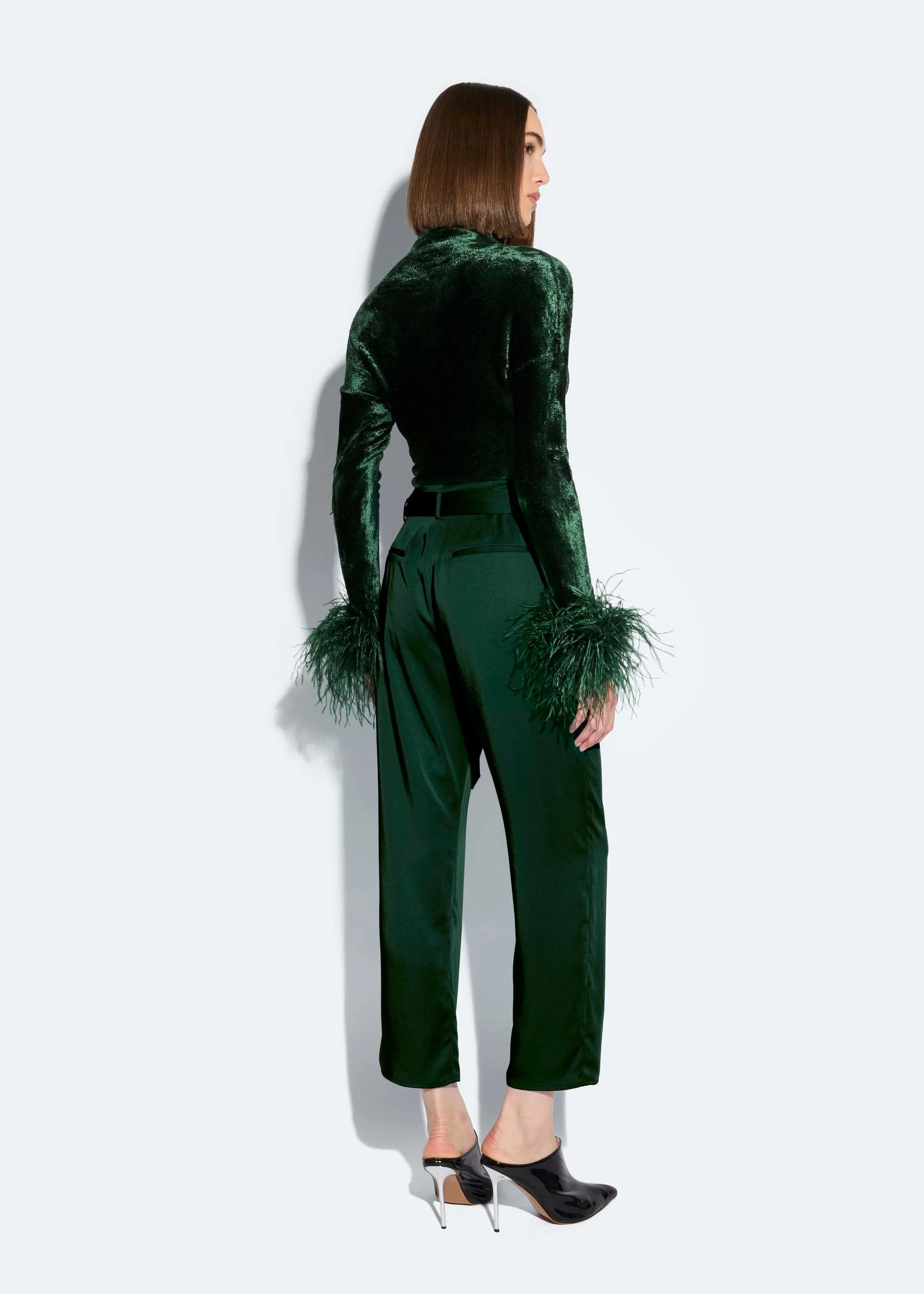 Satin Belted Cropped Pant sold by LAPOINTE product image thumbnail 2