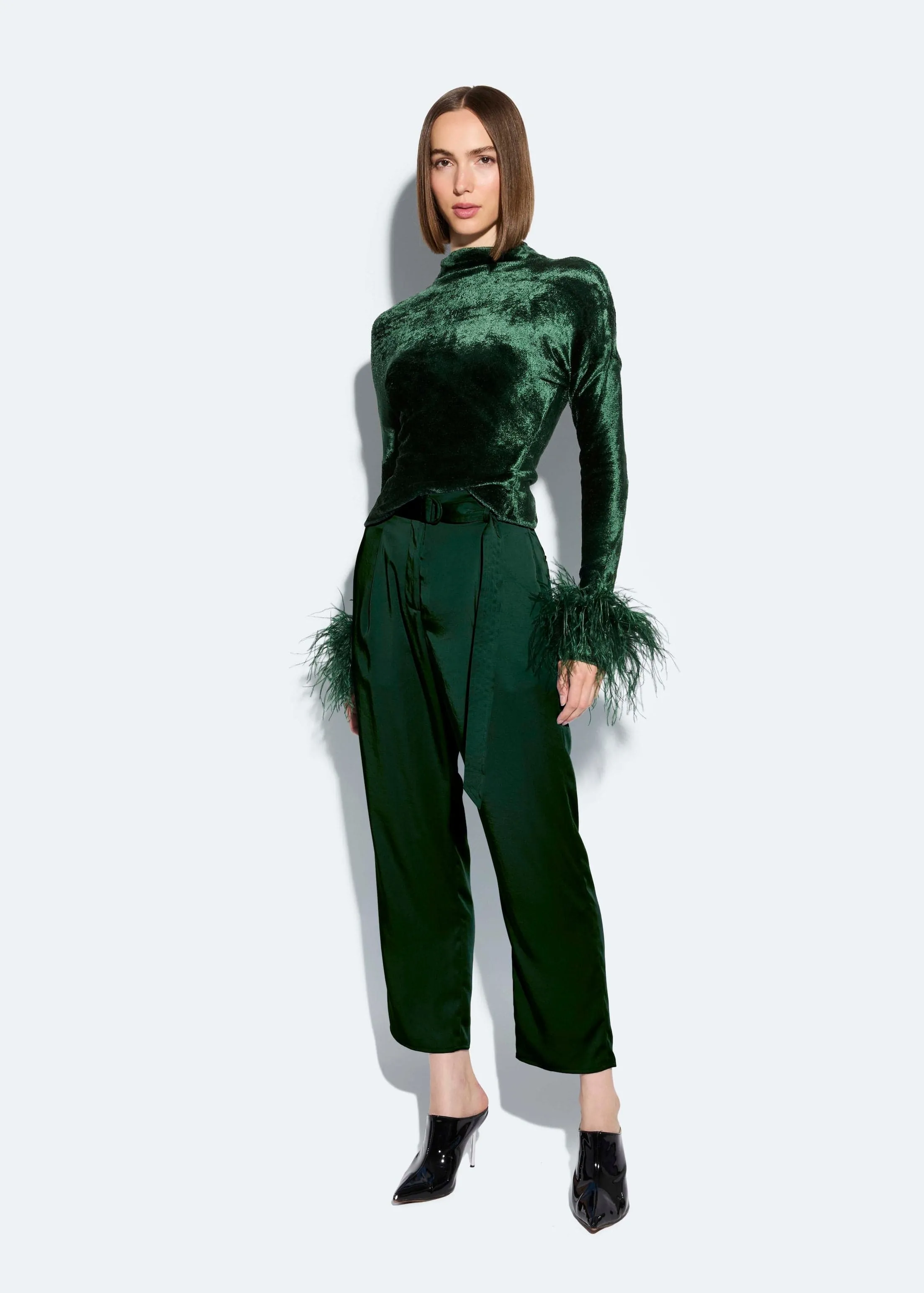 Satin Belted Cropped Pant sold by LAPOINTE