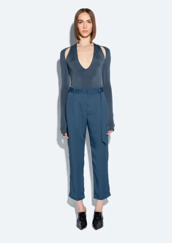 Satin Belted Cropped Pant made by LAPOINTE
