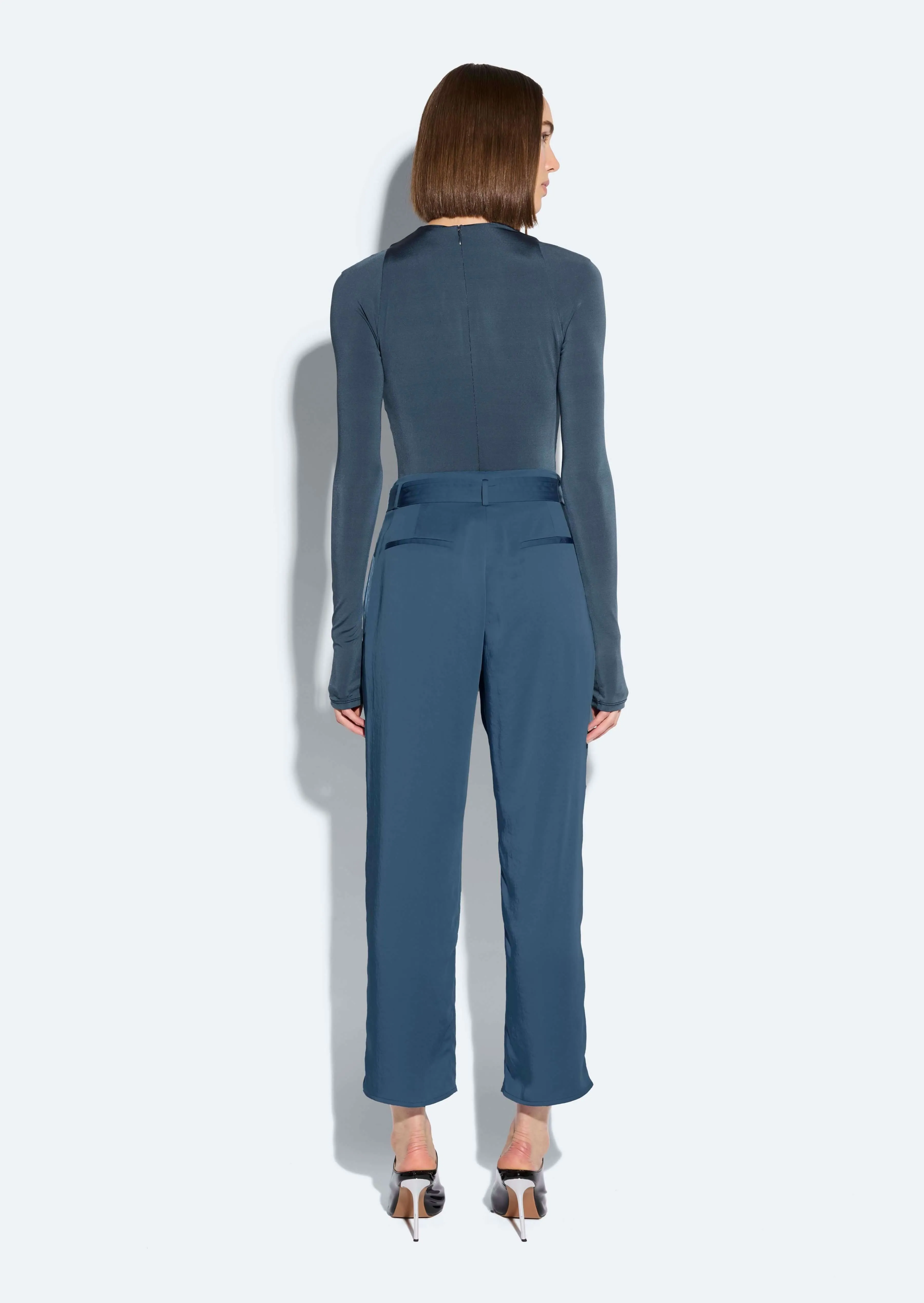 Satin Belted Cropped Pant sold by LAPOINTE product image thumbnail 2
