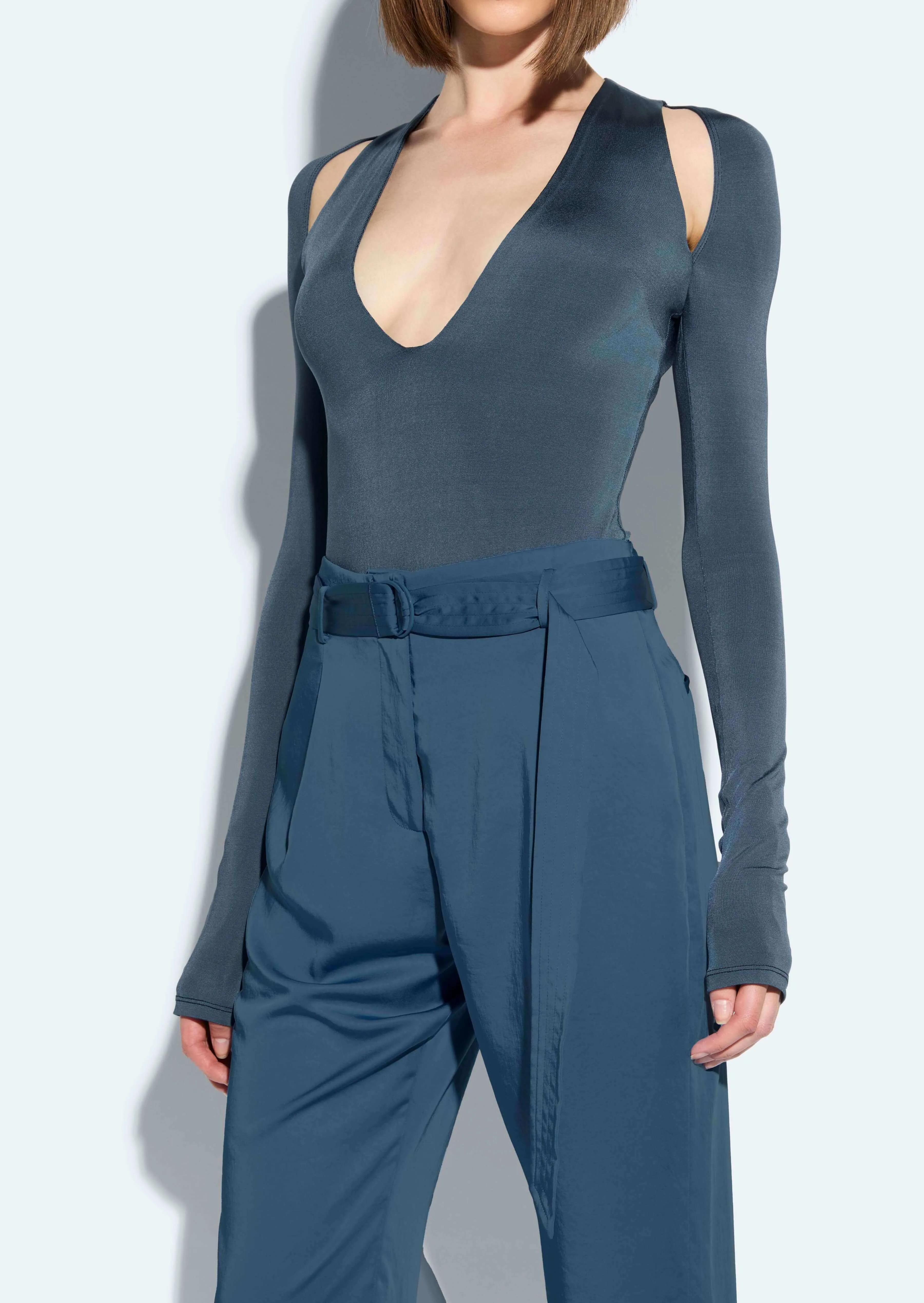 Satin Belted Cropped Pant sold by LAPOINTE product image thumbnail 3
