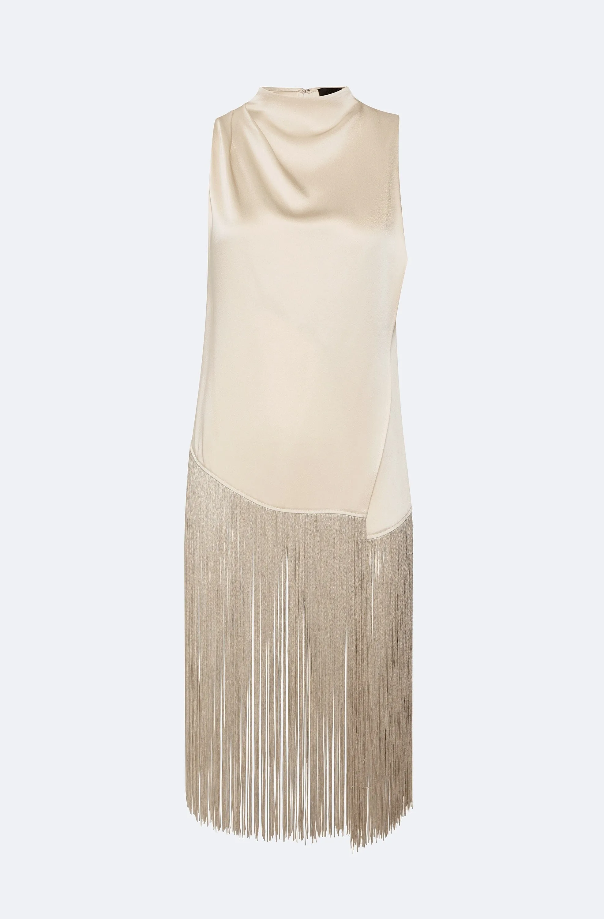 Satin Cowl Neck Fringe Top sold by LAPOINTE product image thumbnail 4