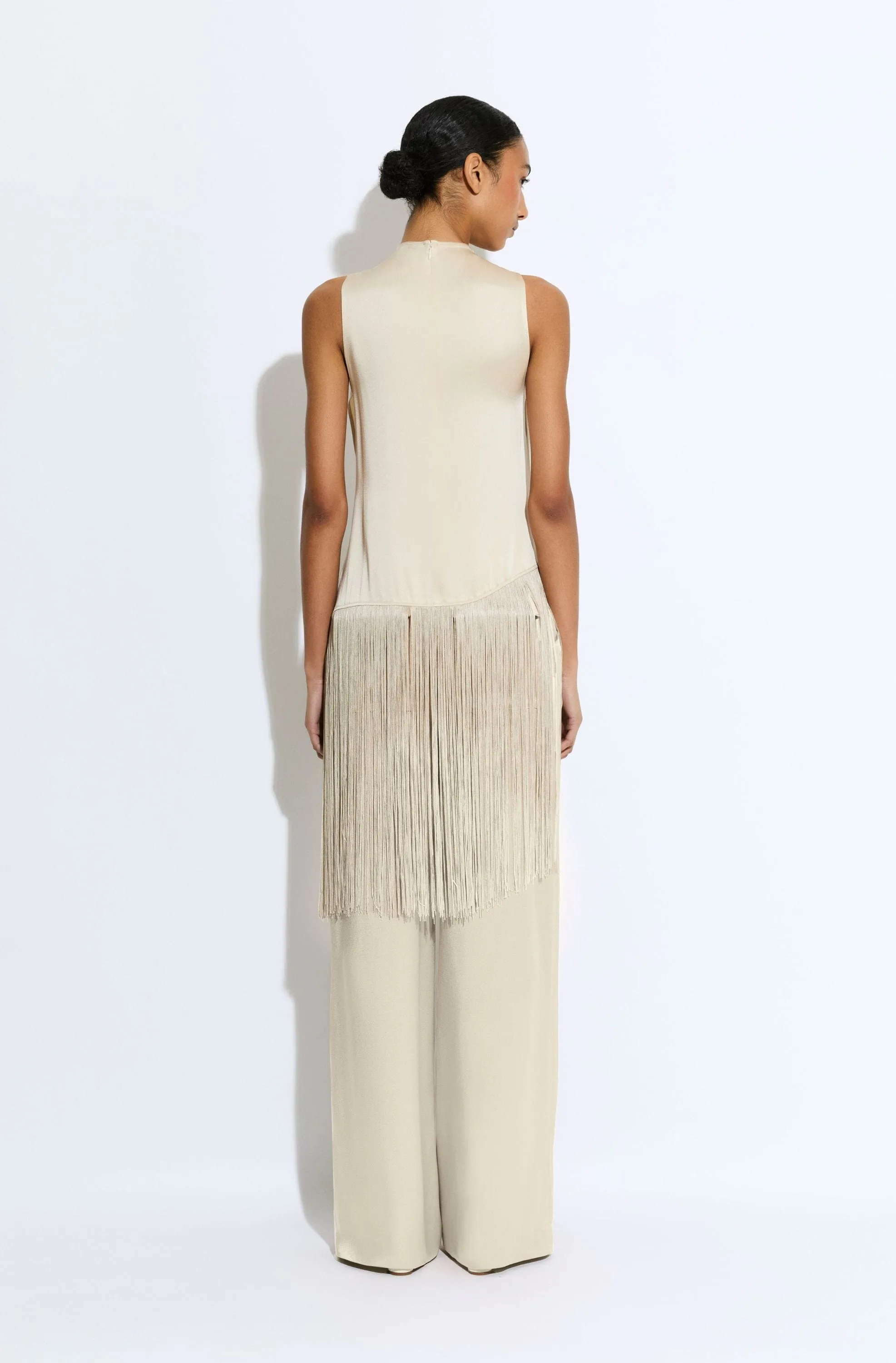 Satin Cowl Neck Fringe Top sold by LAPOINTE product image thumbnail 2