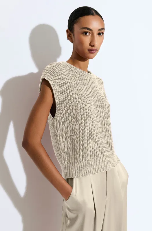 Silk Yarn Sleeveless Crop Sweater made by LAPOINTE