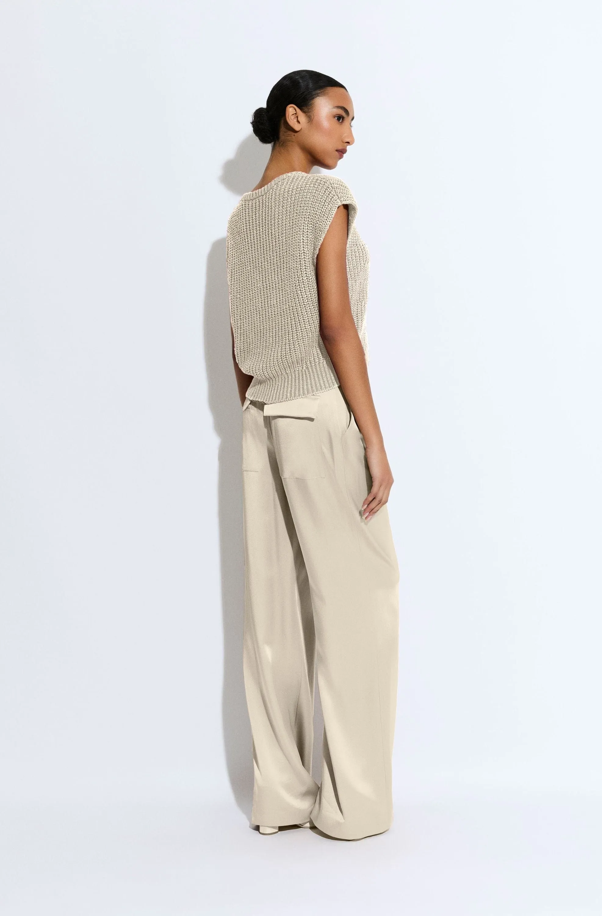 Silk Yarn Sleeveless Crop Sweater sold by LAPOINTE product image thumbnail 2