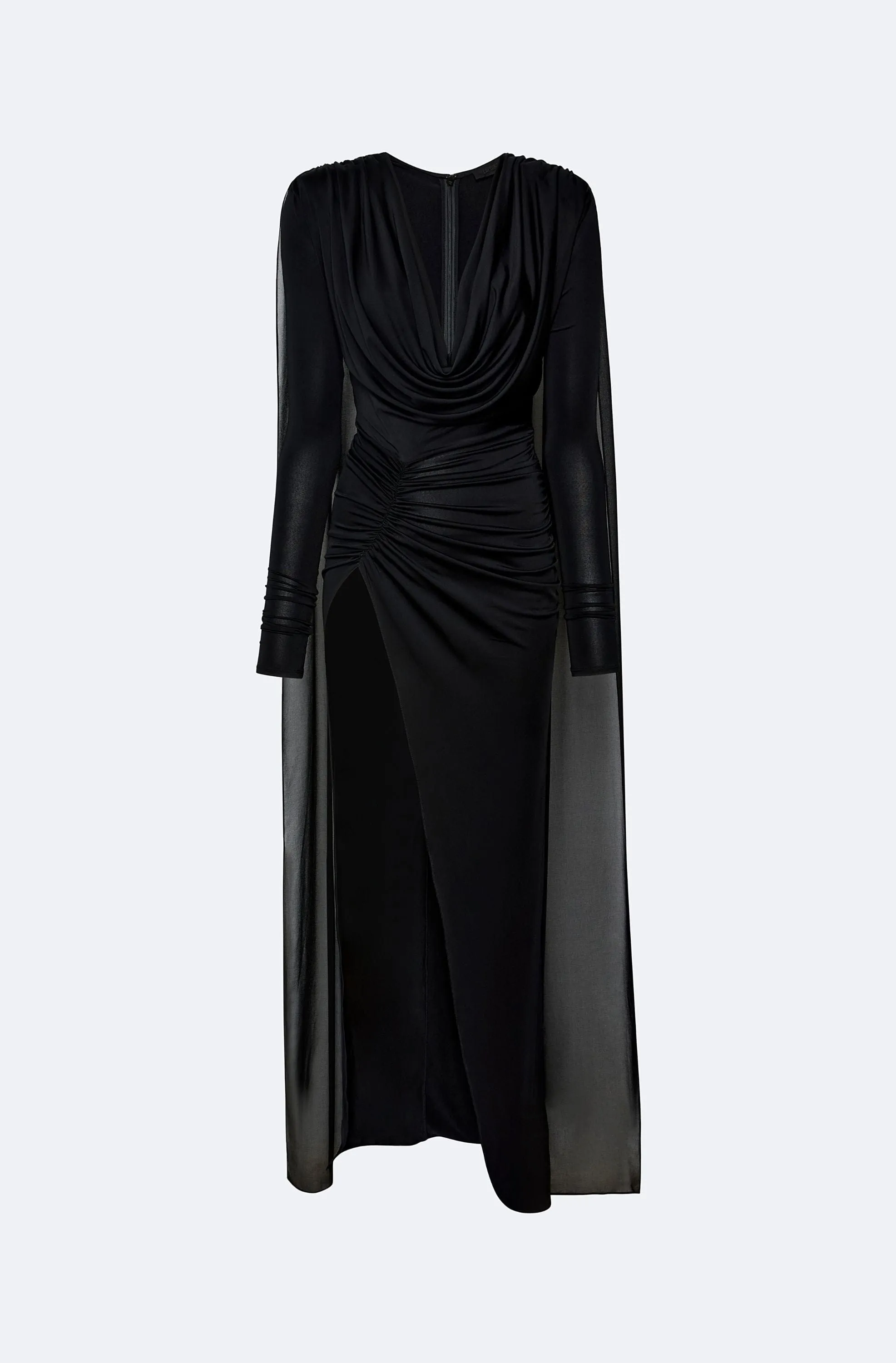 Jersey Cowl Neck Slit Gown With Georgette Cape sold by LAPOINTE product image thumbnail 2