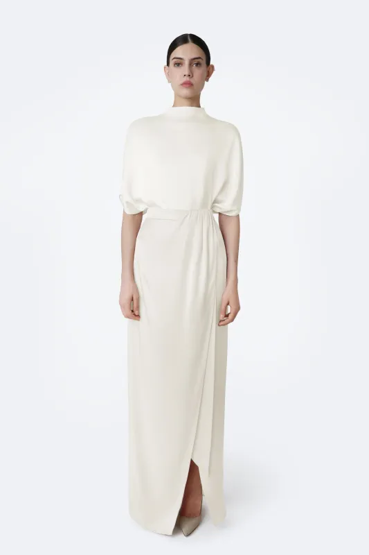 Satin Wrap Maxi Skirt made by LAPOINTE