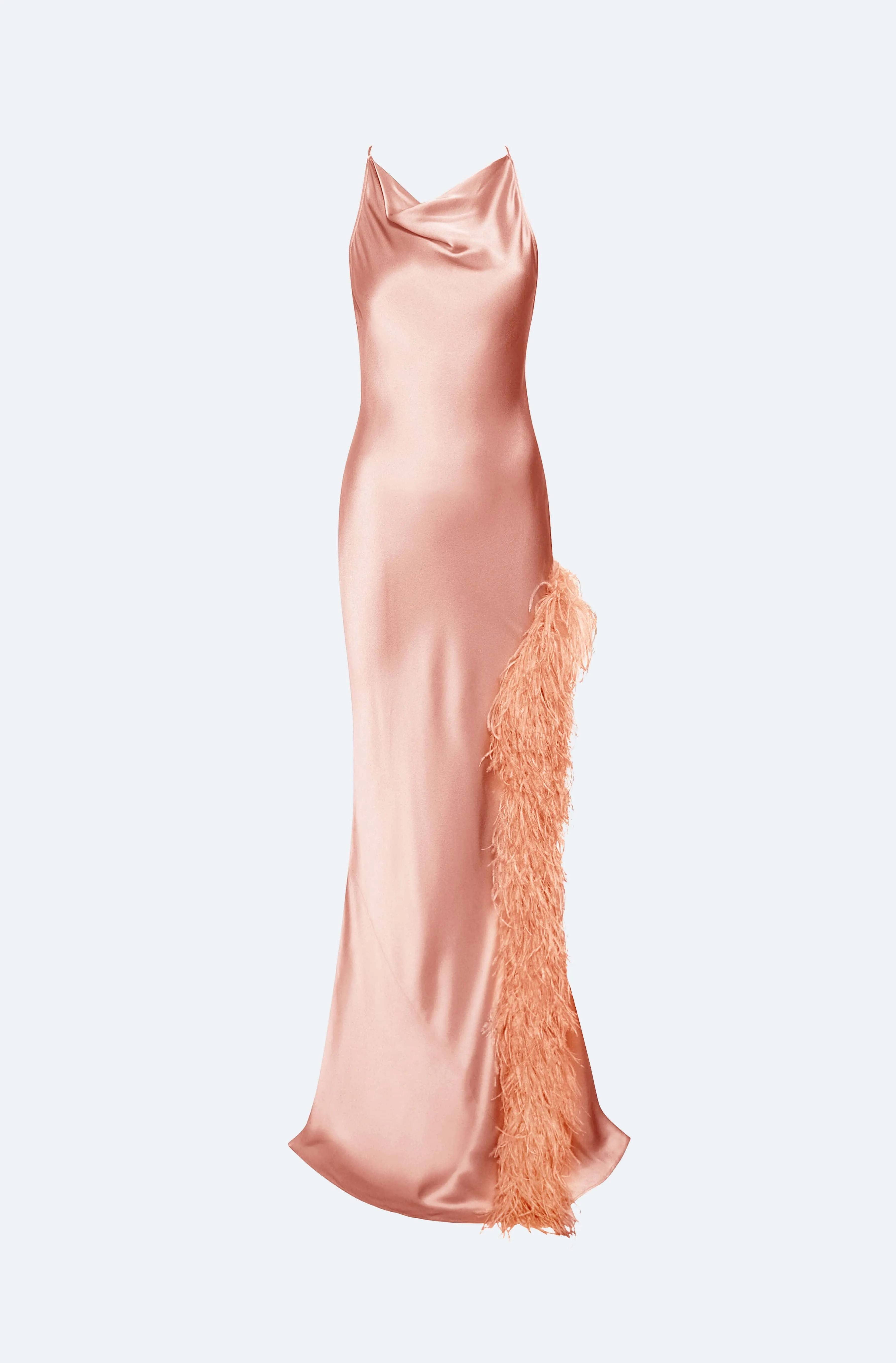Satin Halter Gown With Feathers sold by LAPOINTE product image thumbnail 4