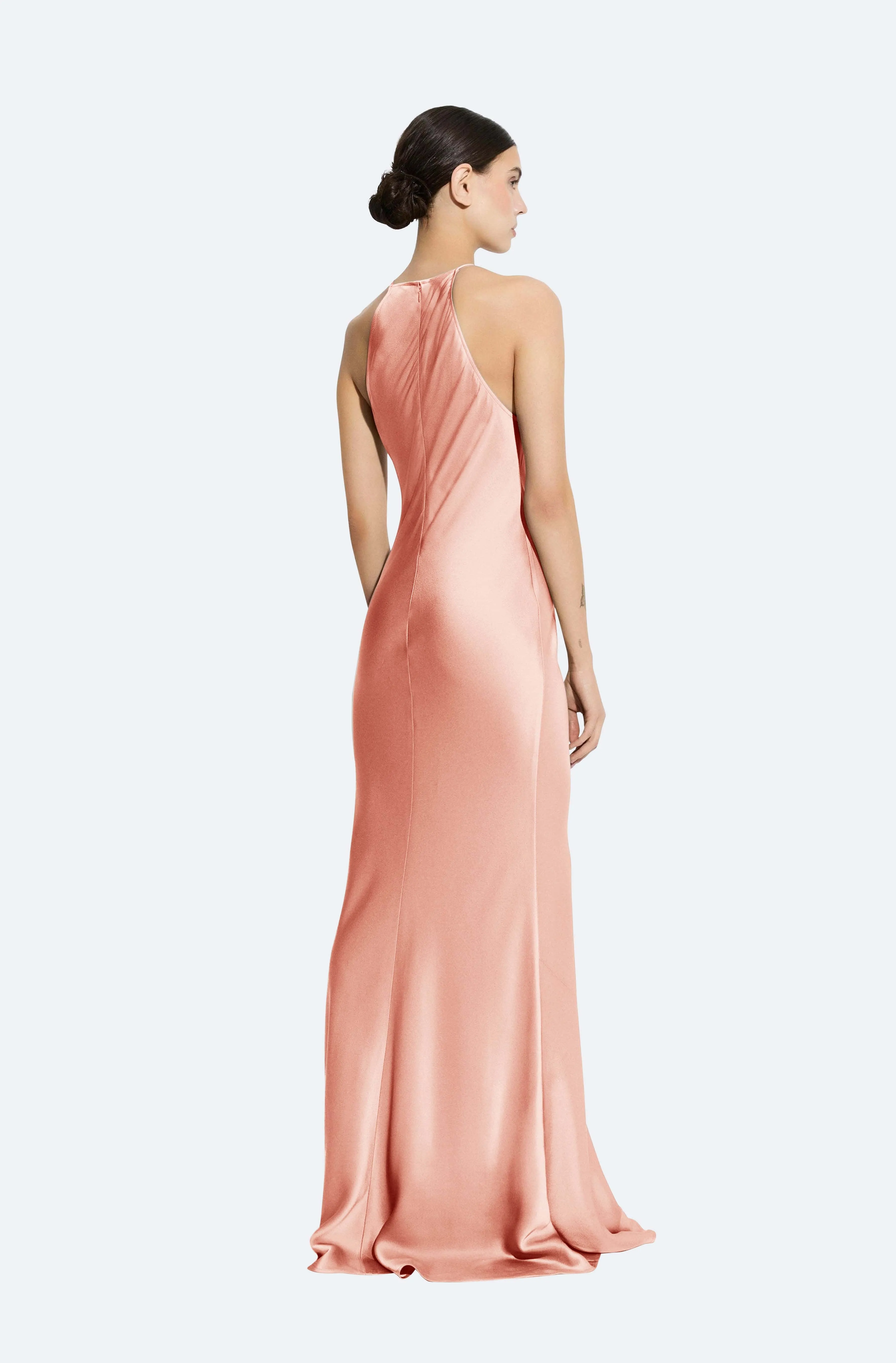 Satin Halter Gown With Feathers sold by LAPOINTE product image thumbnail 2