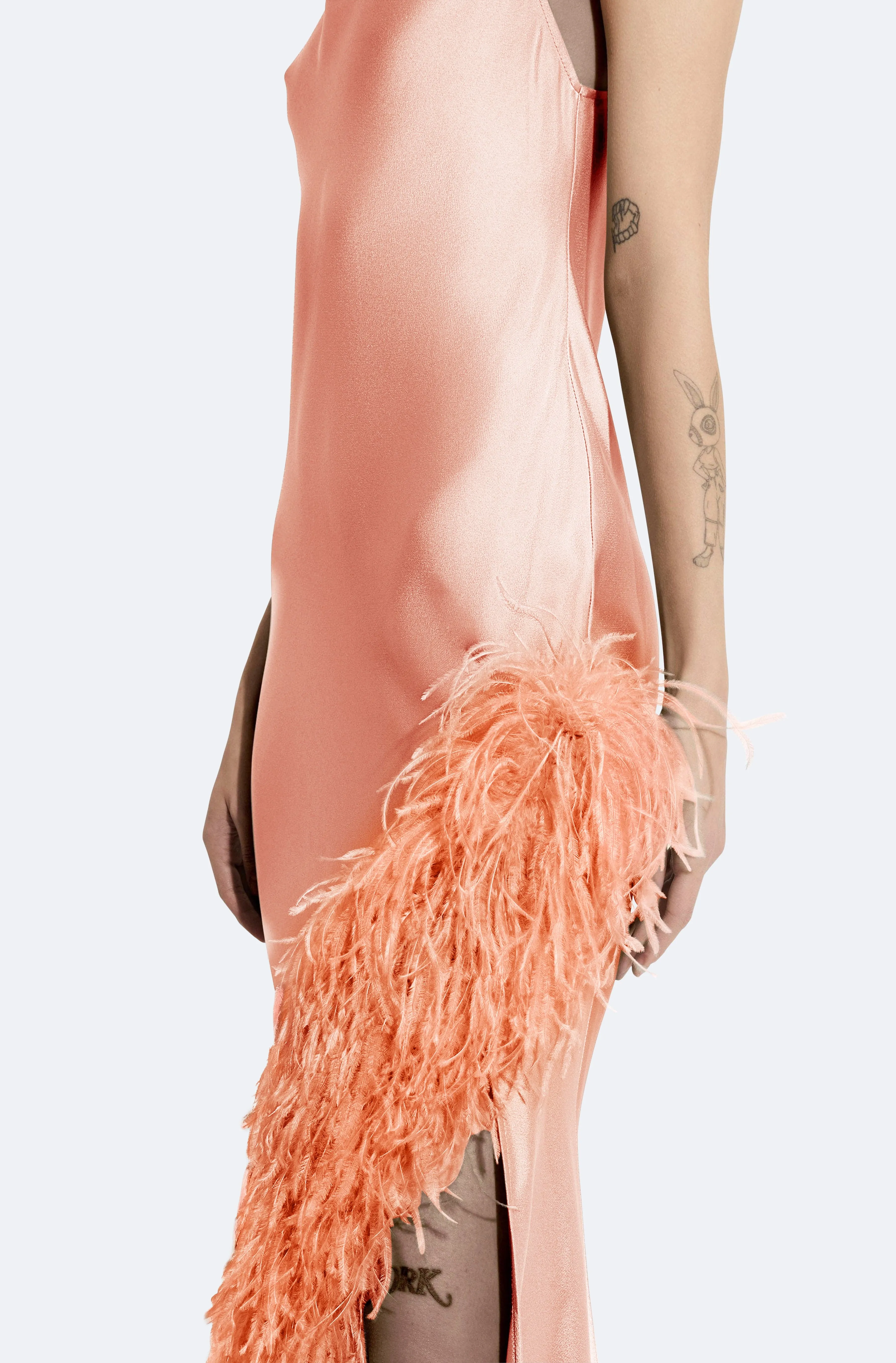 Satin Halter Gown With Feathers sold by LAPOINTE product image thumbnail 3