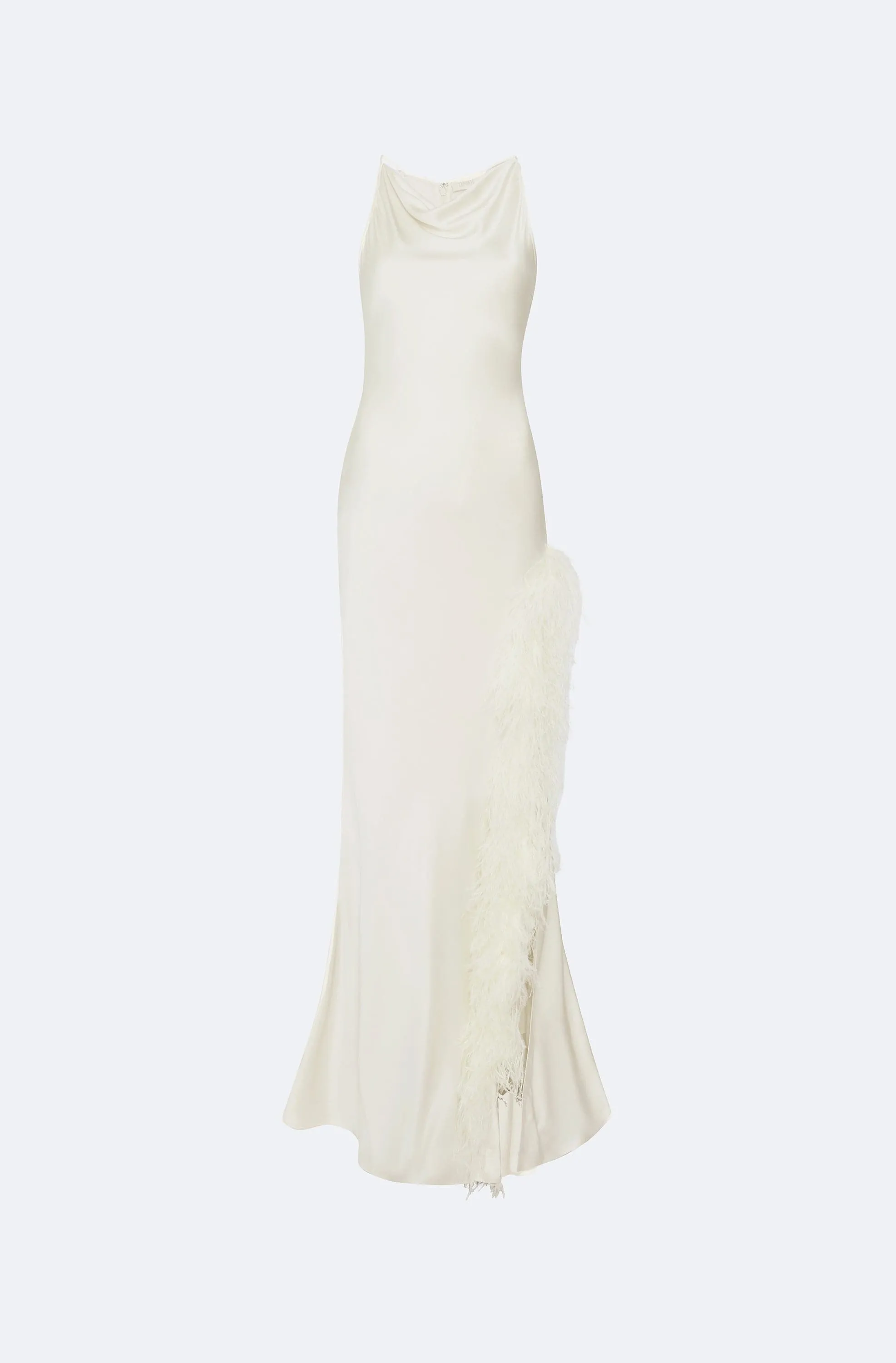 Satin Halter Gown With Feathers sold by LAPOINTE product image thumbnail 3