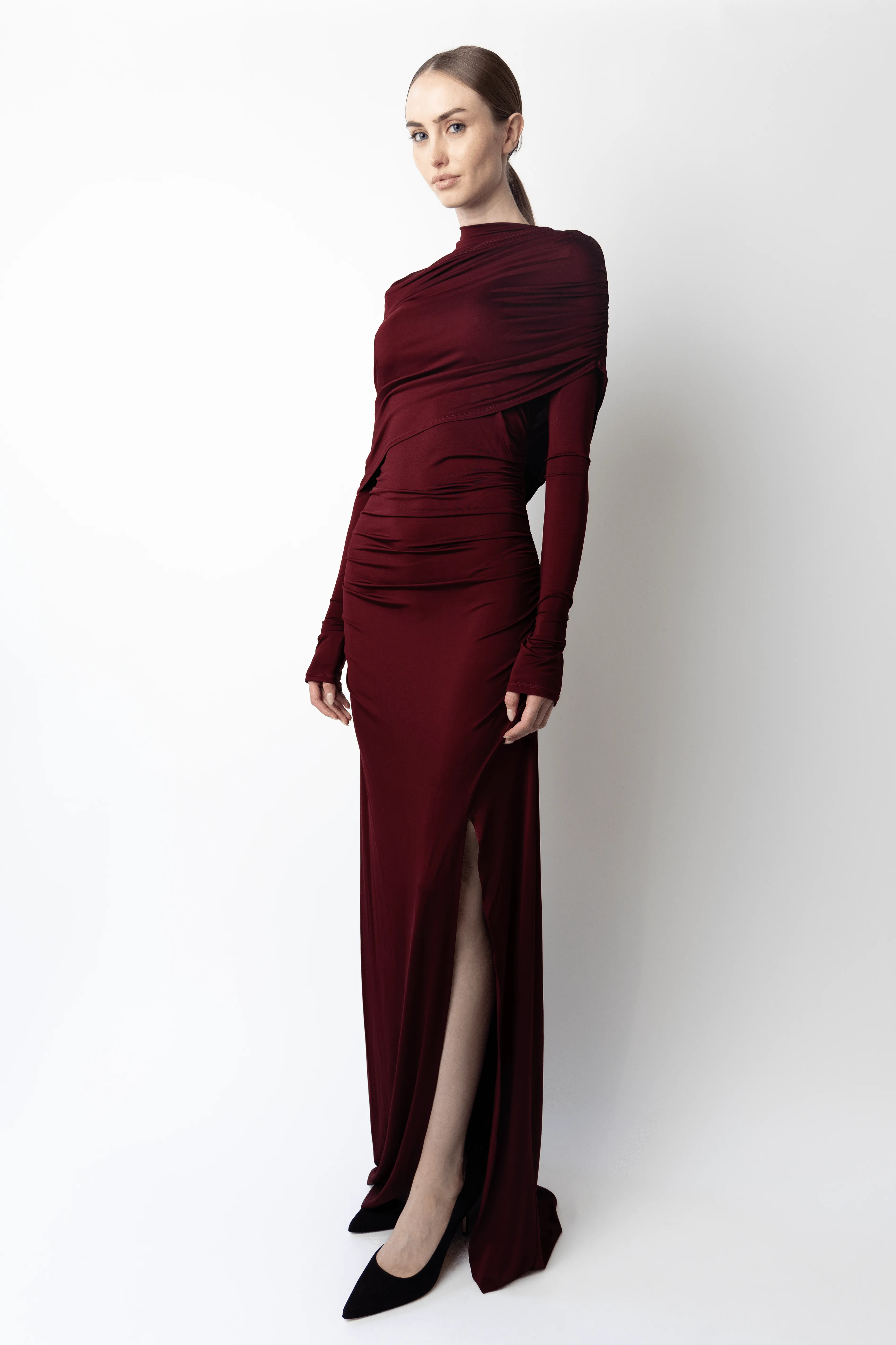 Jersey Asymmetrical Shawl Draped Gown sold by LAPOINTE product image thumbnail 3